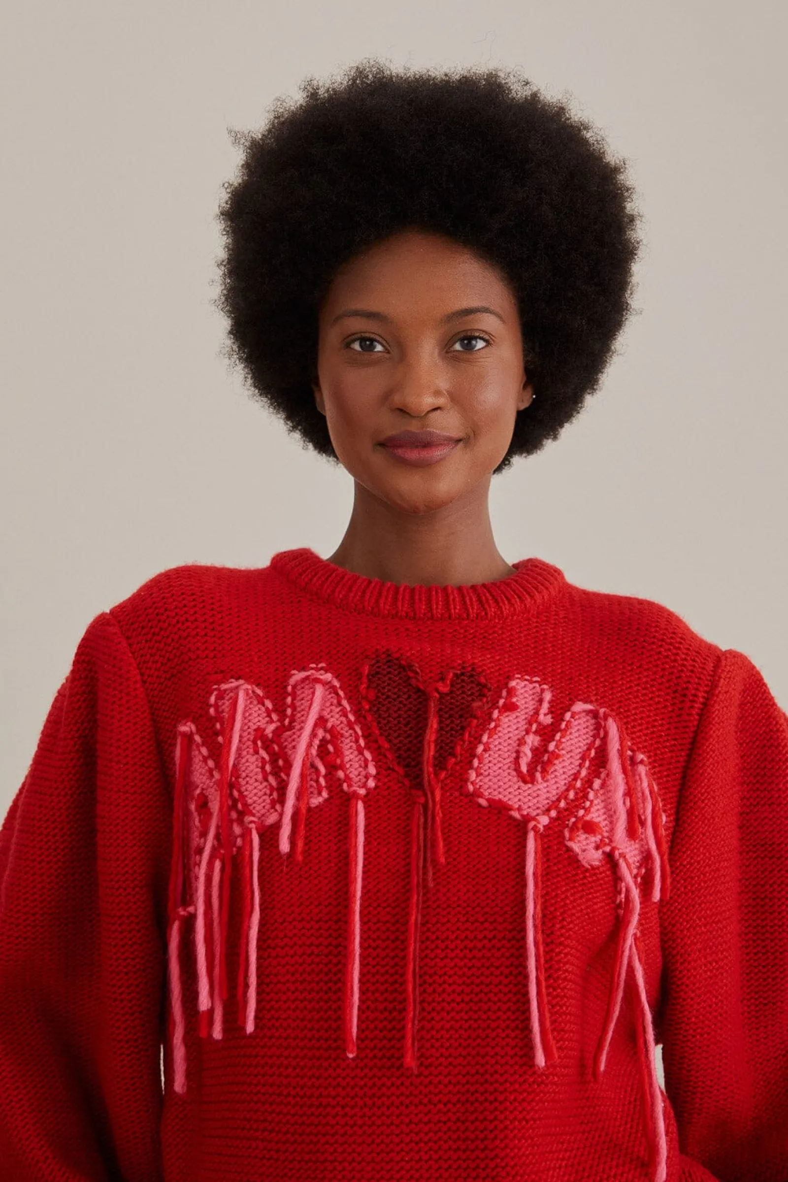 AMOUR EMBROIDERED KNIT SWEATER