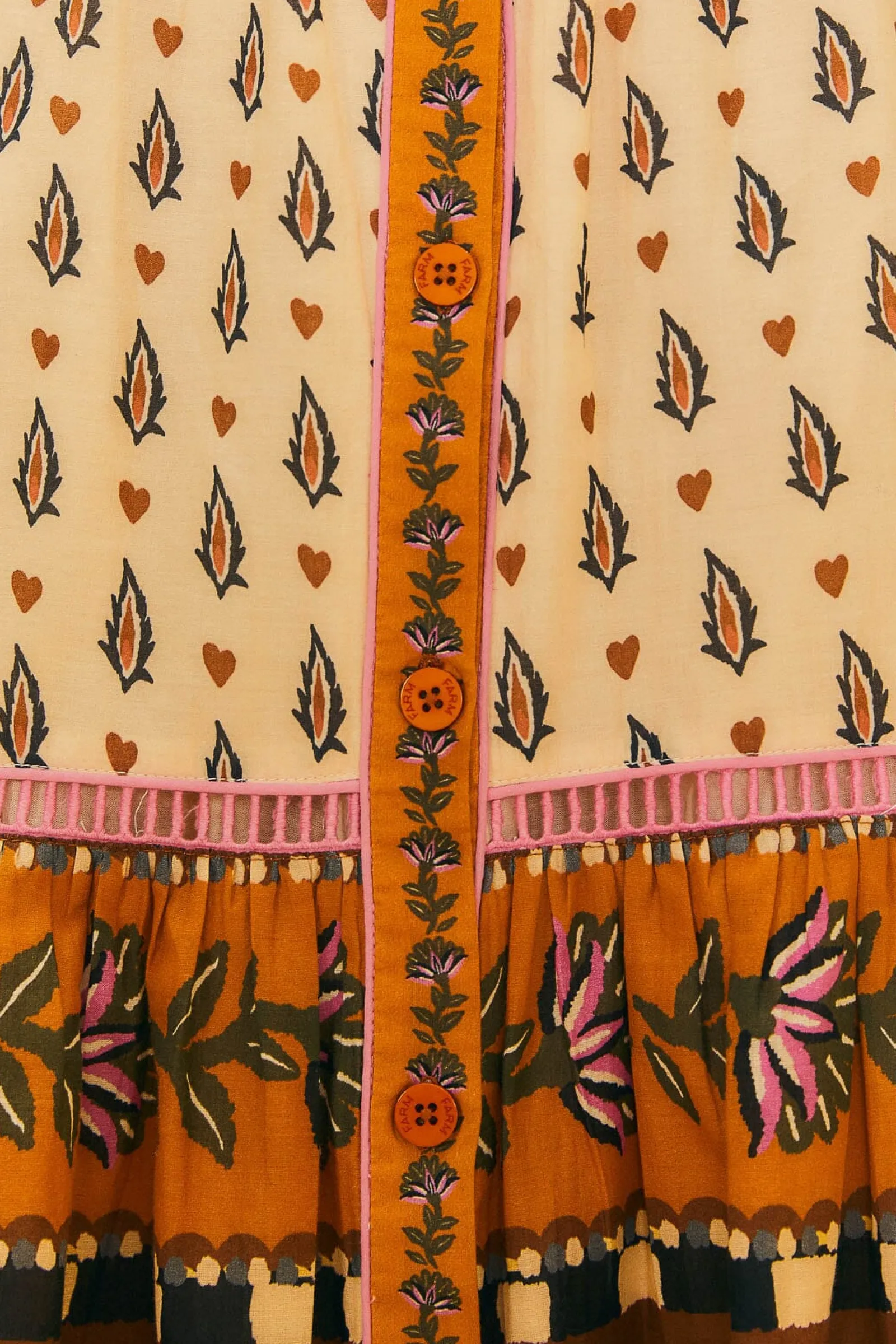 BEIGE AINIKA FLORAL V NECK MIDI DRESS