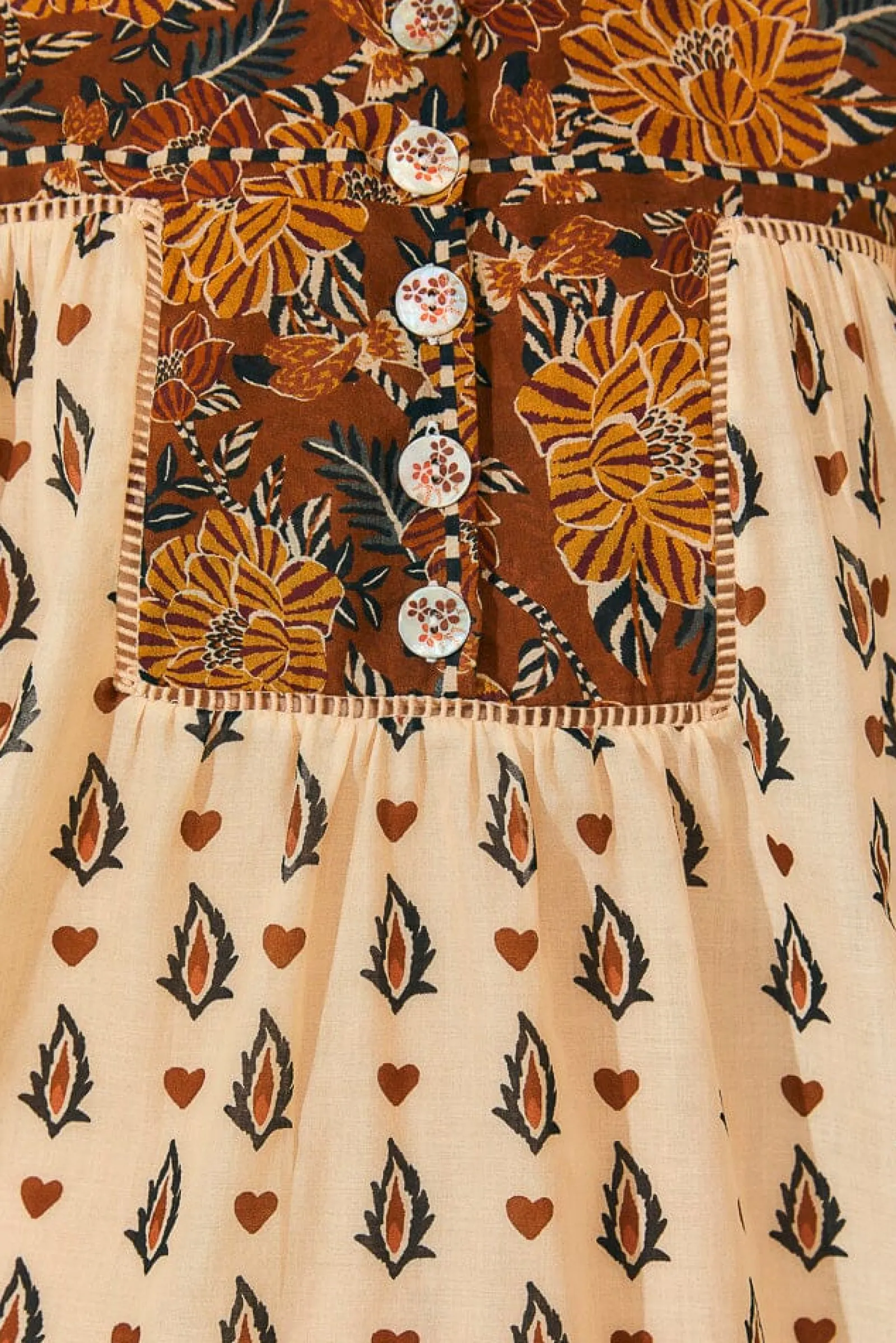 BEIGE AINIKA FLORAL LONG SLEEVE BLOUSE