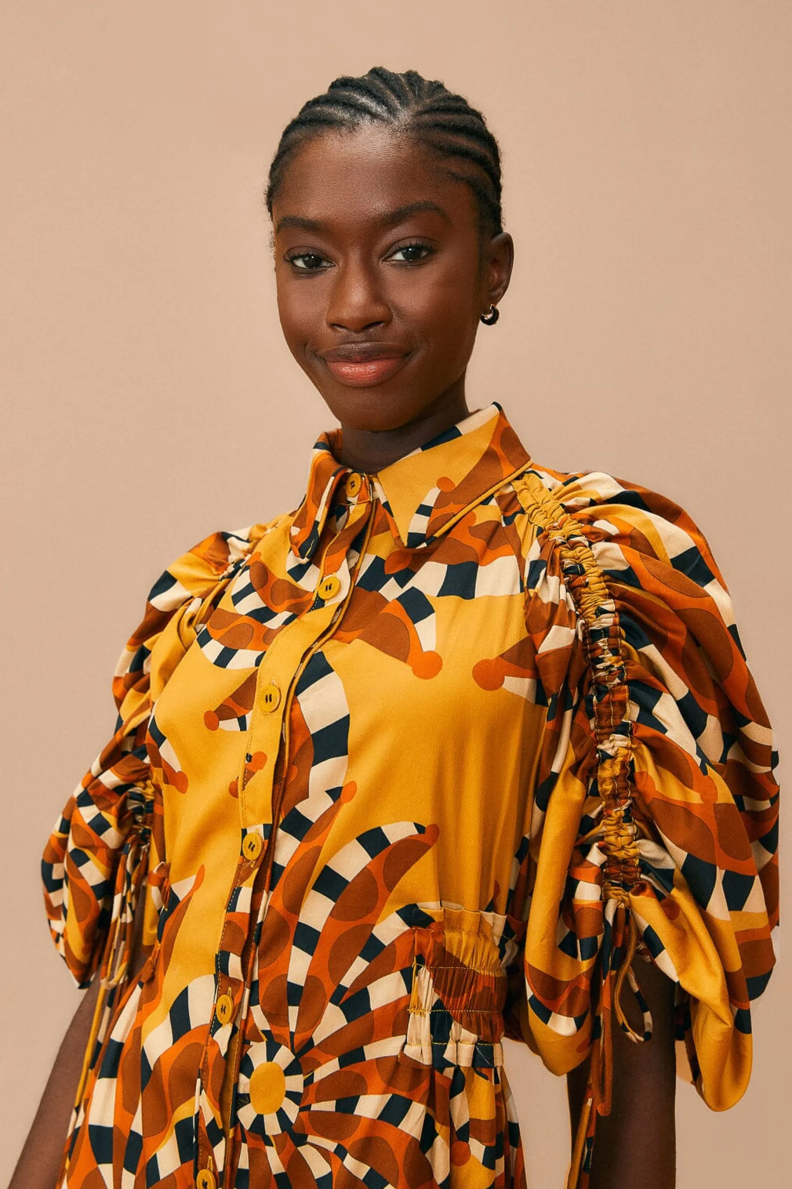 BEIGE BANANADA BUTTON DOWN MINI DRESS