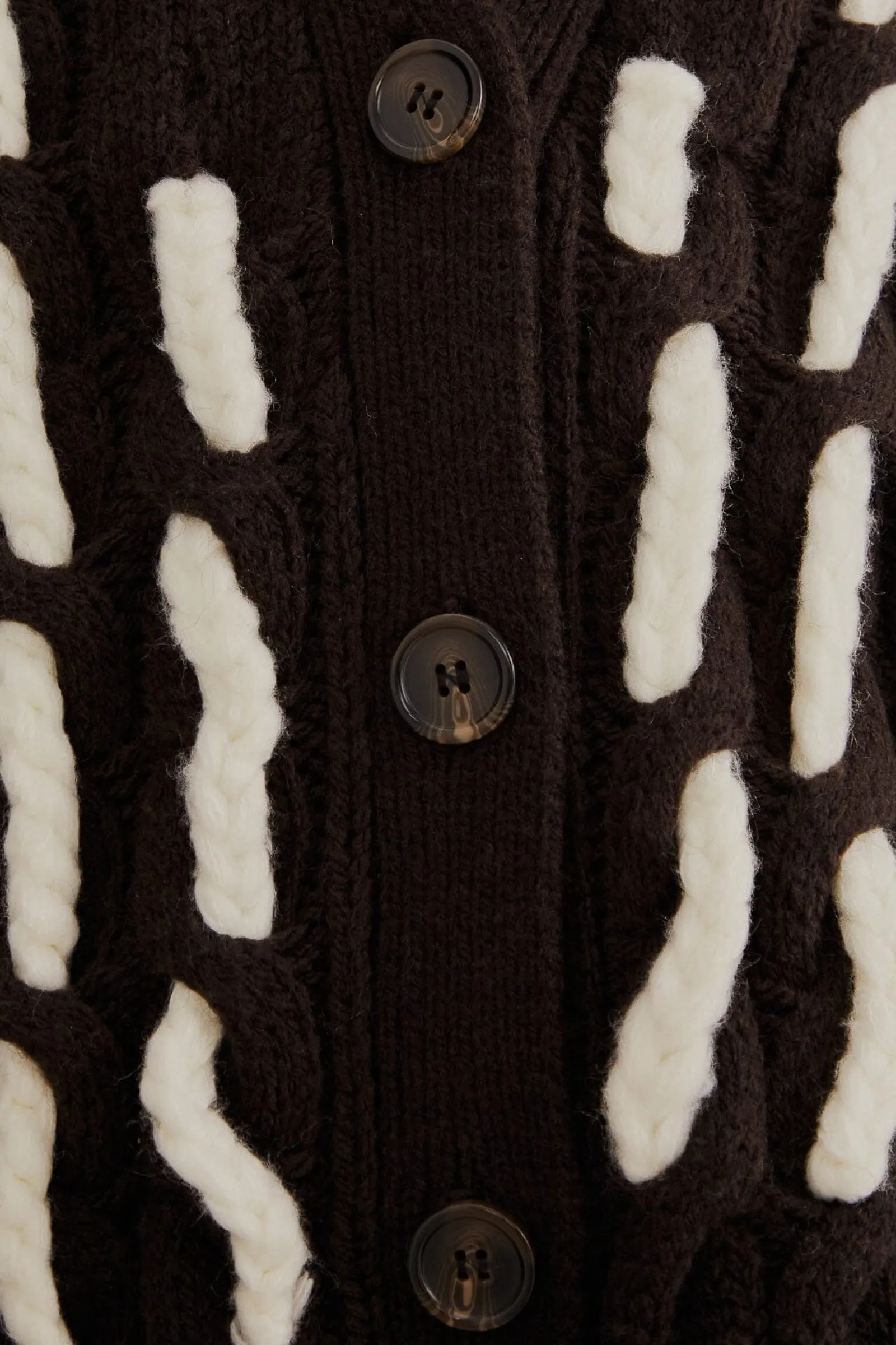 BLACK AND WHITE TEXTURED KNIT CARDIGAN