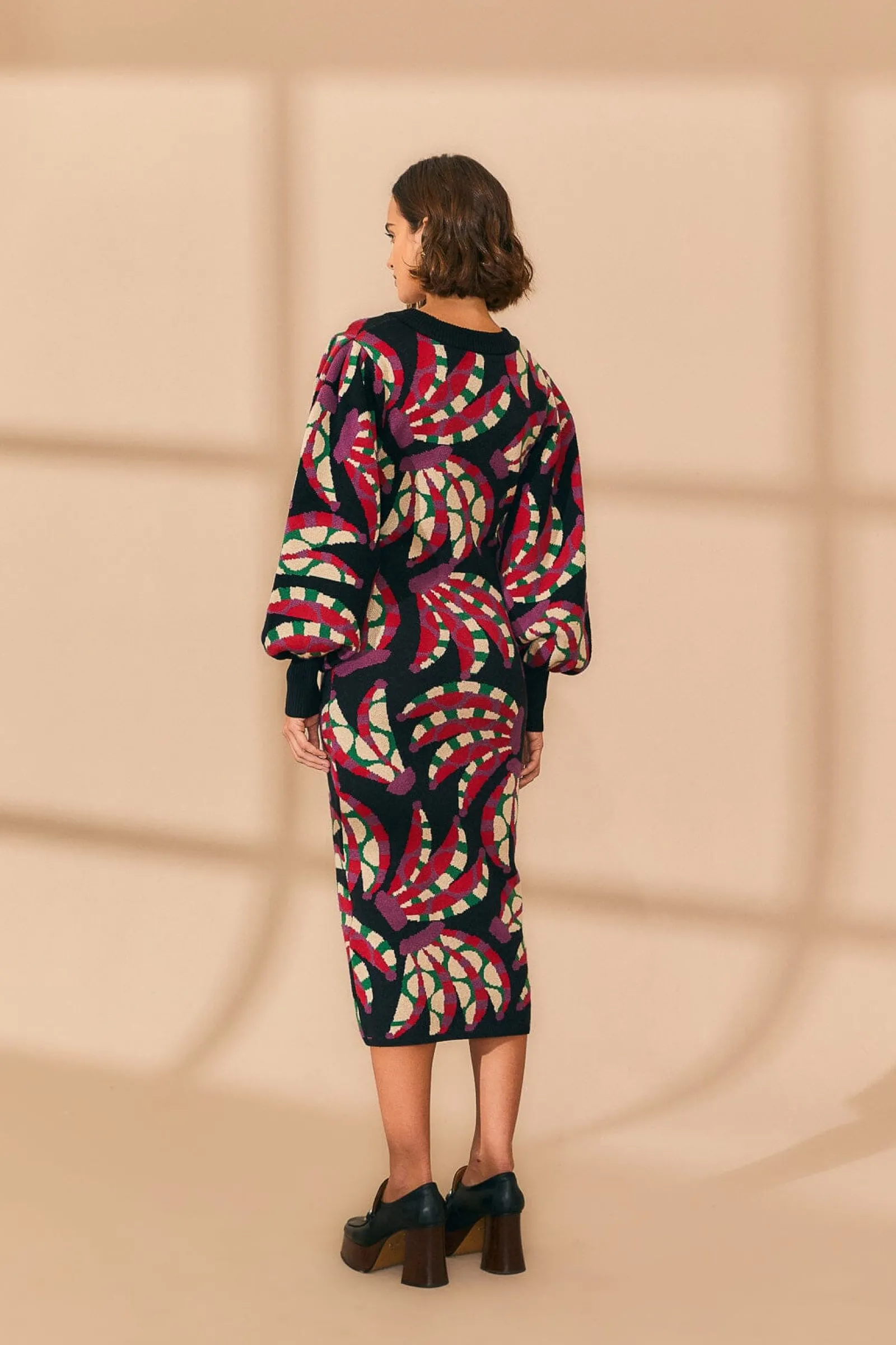 BLACK BANANA DOTS KNIT DRESS