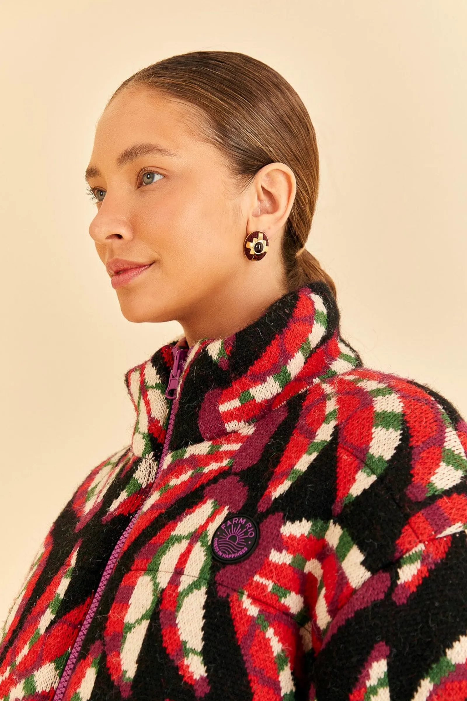 BLACK BANANA DOTS TRICOT REVERSIBLE PUFFER JACKET