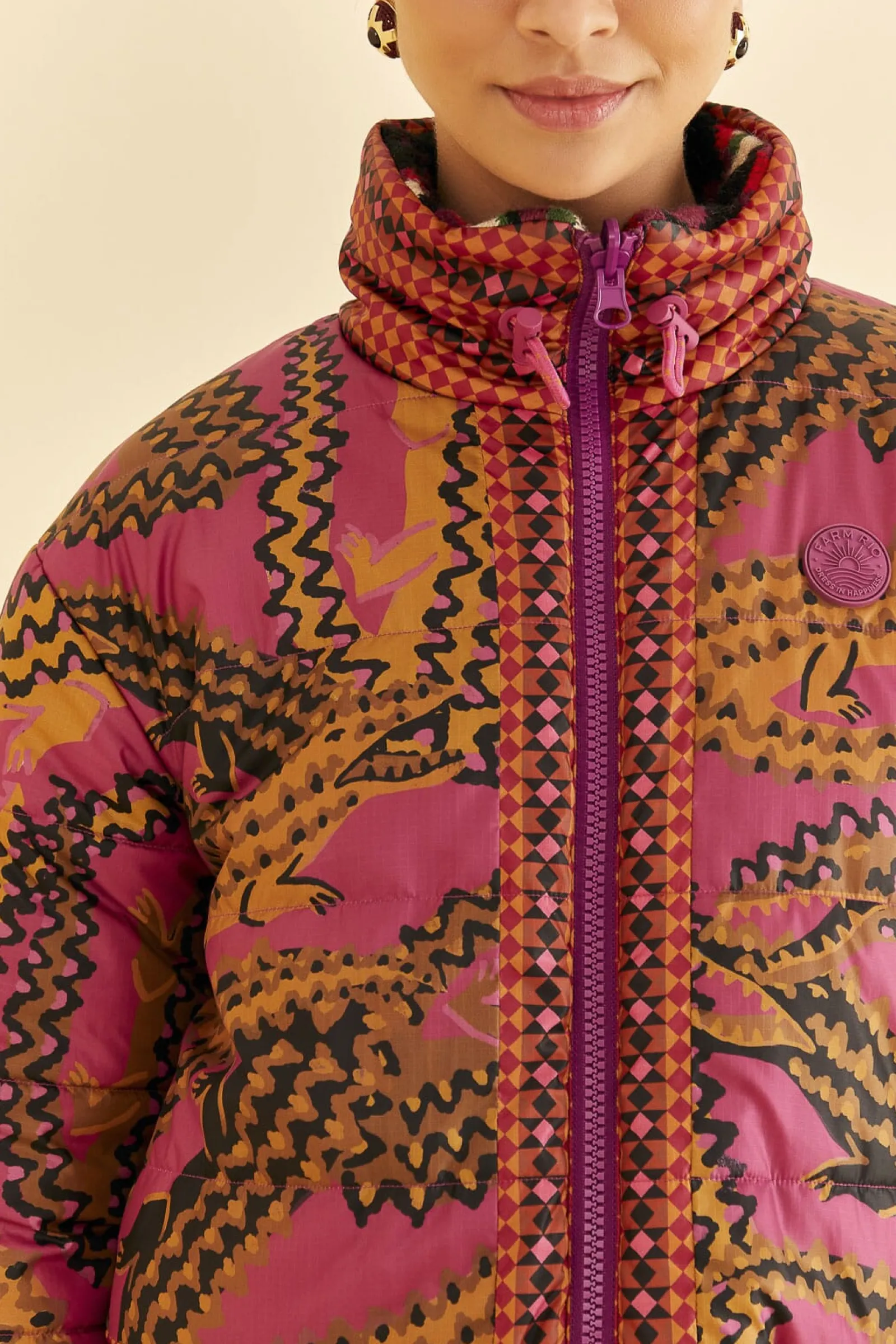 BLACK BANANA DOTS TRICOT REVERSIBLE PUFFER JACKET