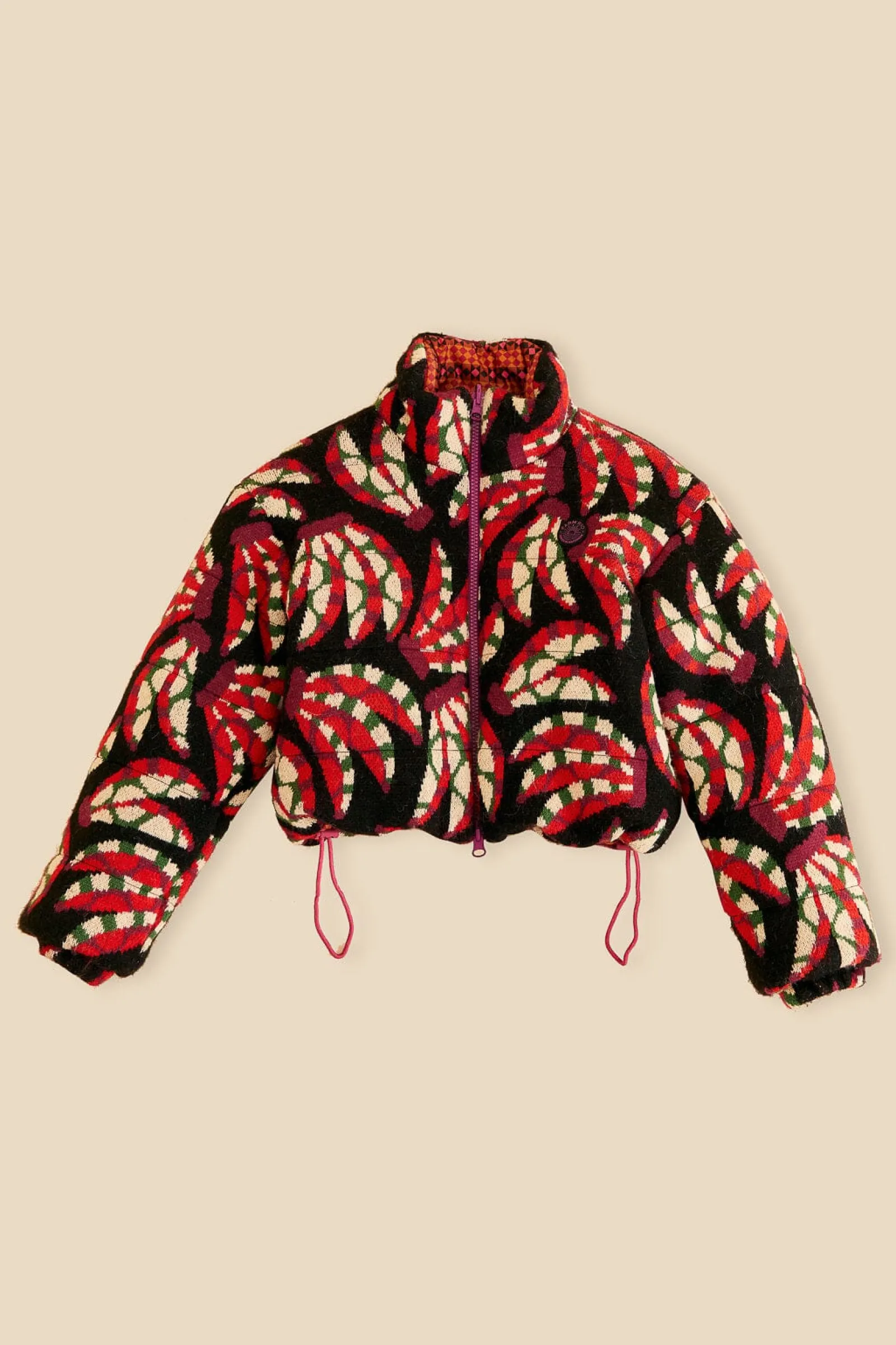 BLACK BANANA DOTS TRICOT REVERSIBLE PUFFER JACKET