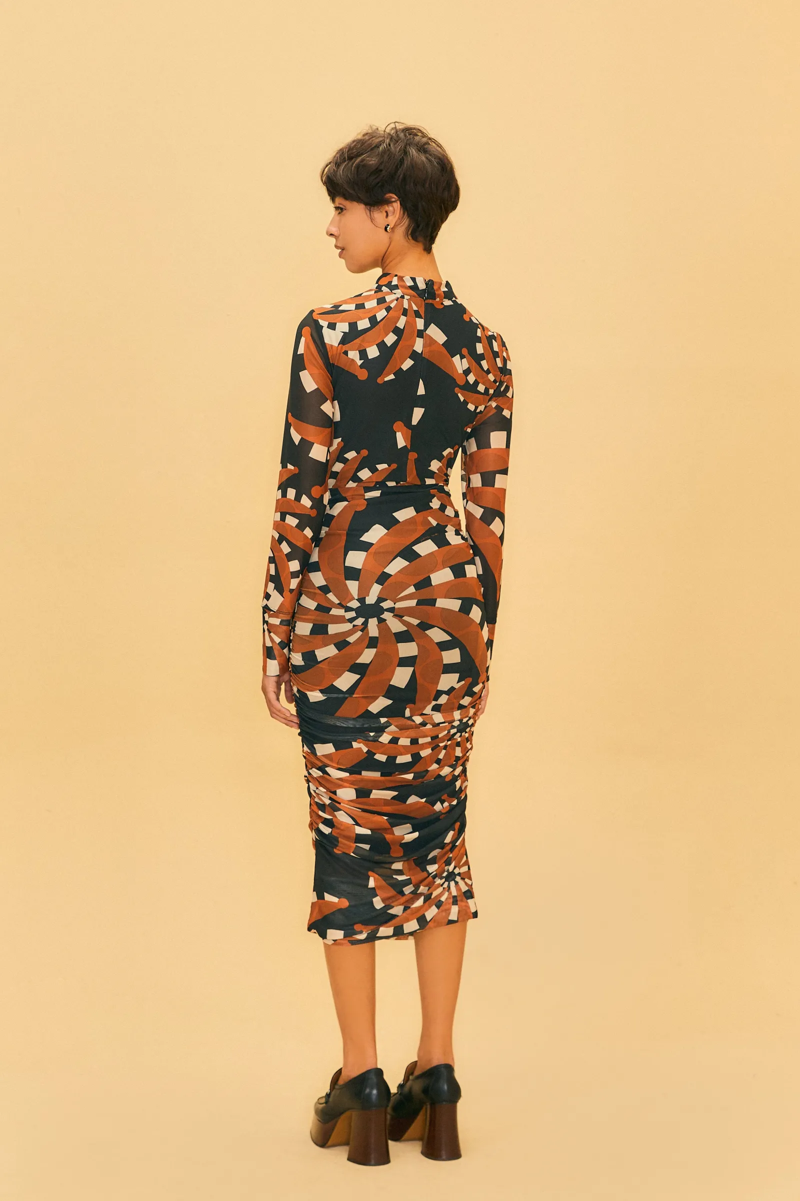 BLACK BANANADA DARK TULLE MIDI DRESS