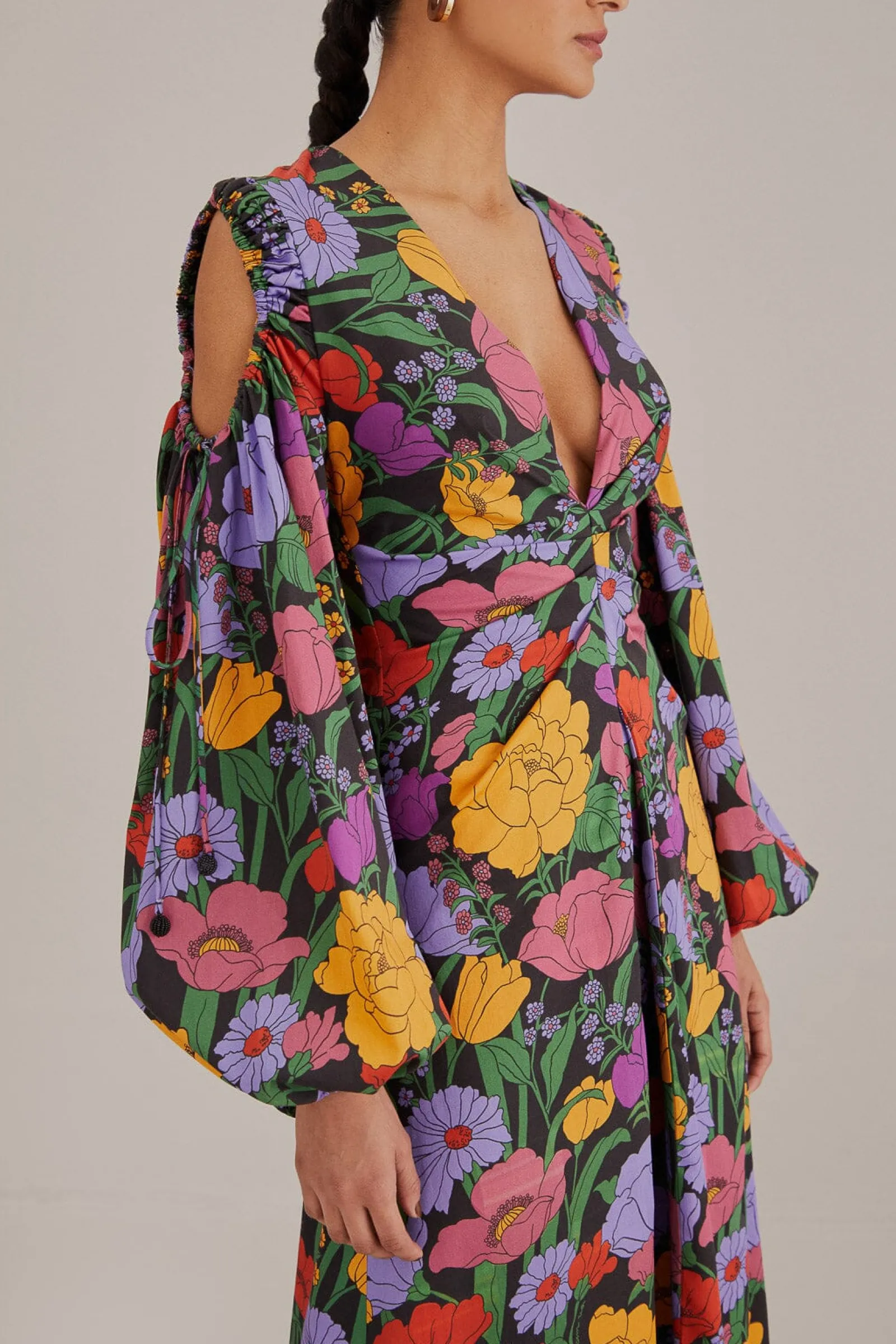 BLACK BUCOLIC GARDEN CUT OUT MAXI DRESS