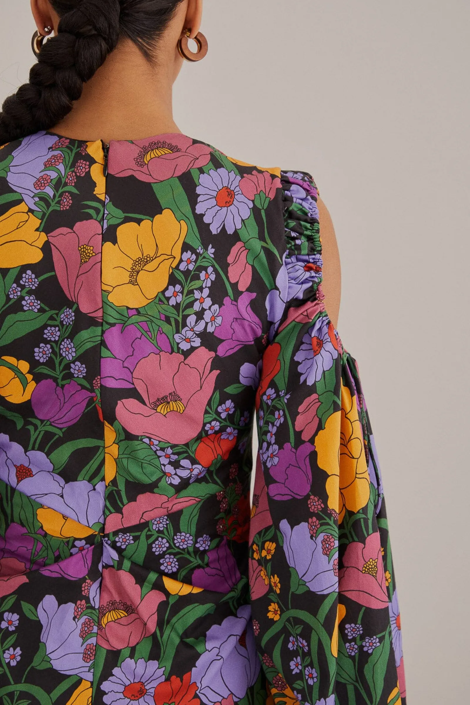 BLACK BUCOLIC GARDEN CUT OUT MAXI DRESS