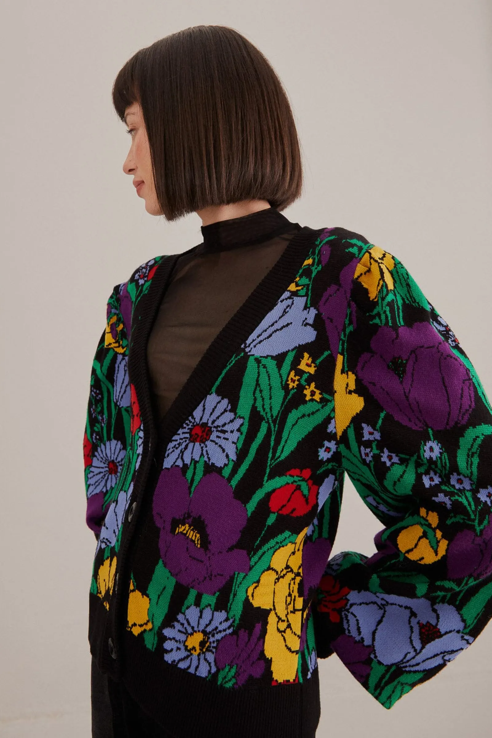  BLACK BUCOLIC GARDEN KNIT CARDIGAN
