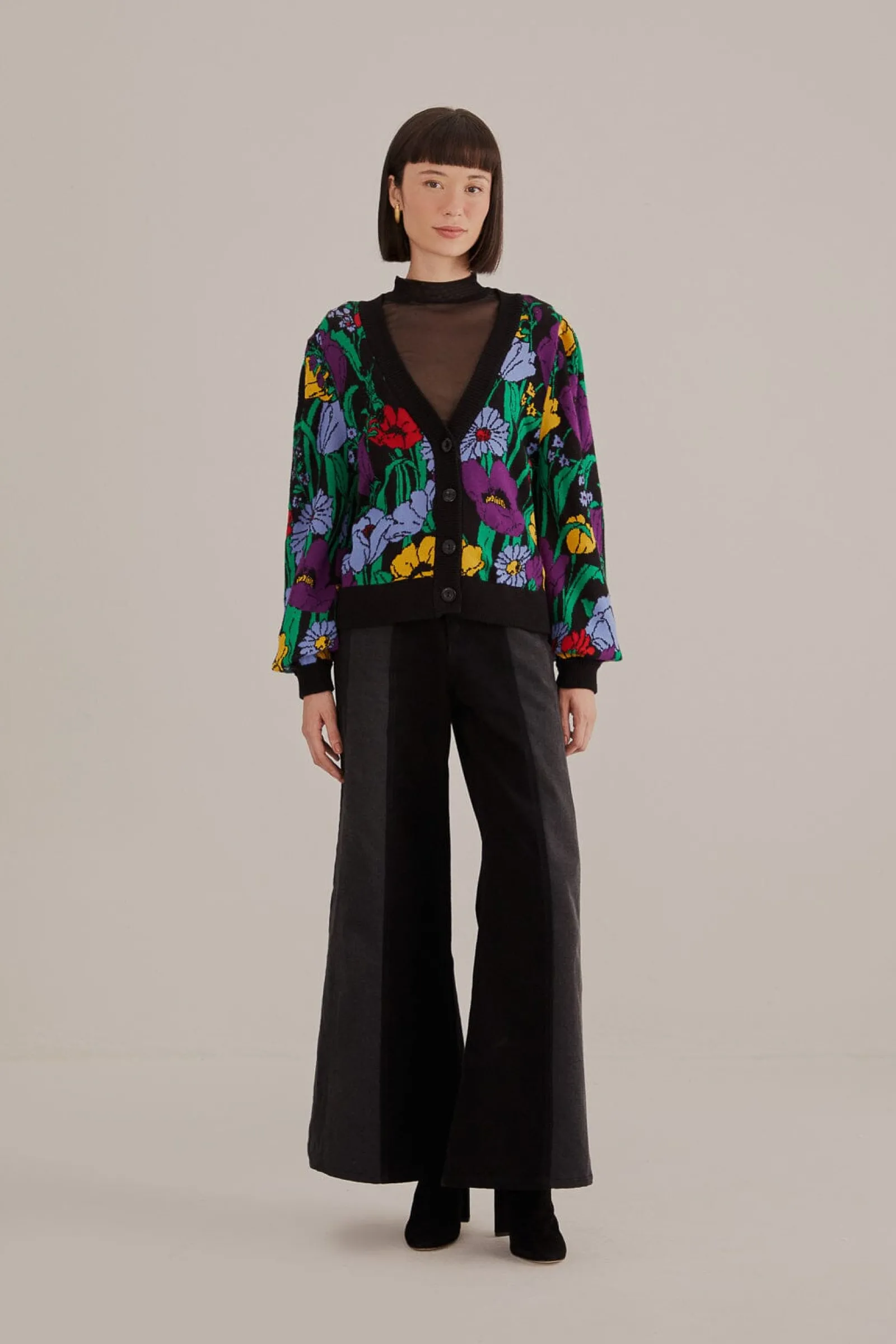 BLACK BUCOLIC GARDEN KNIT CARDIGAN