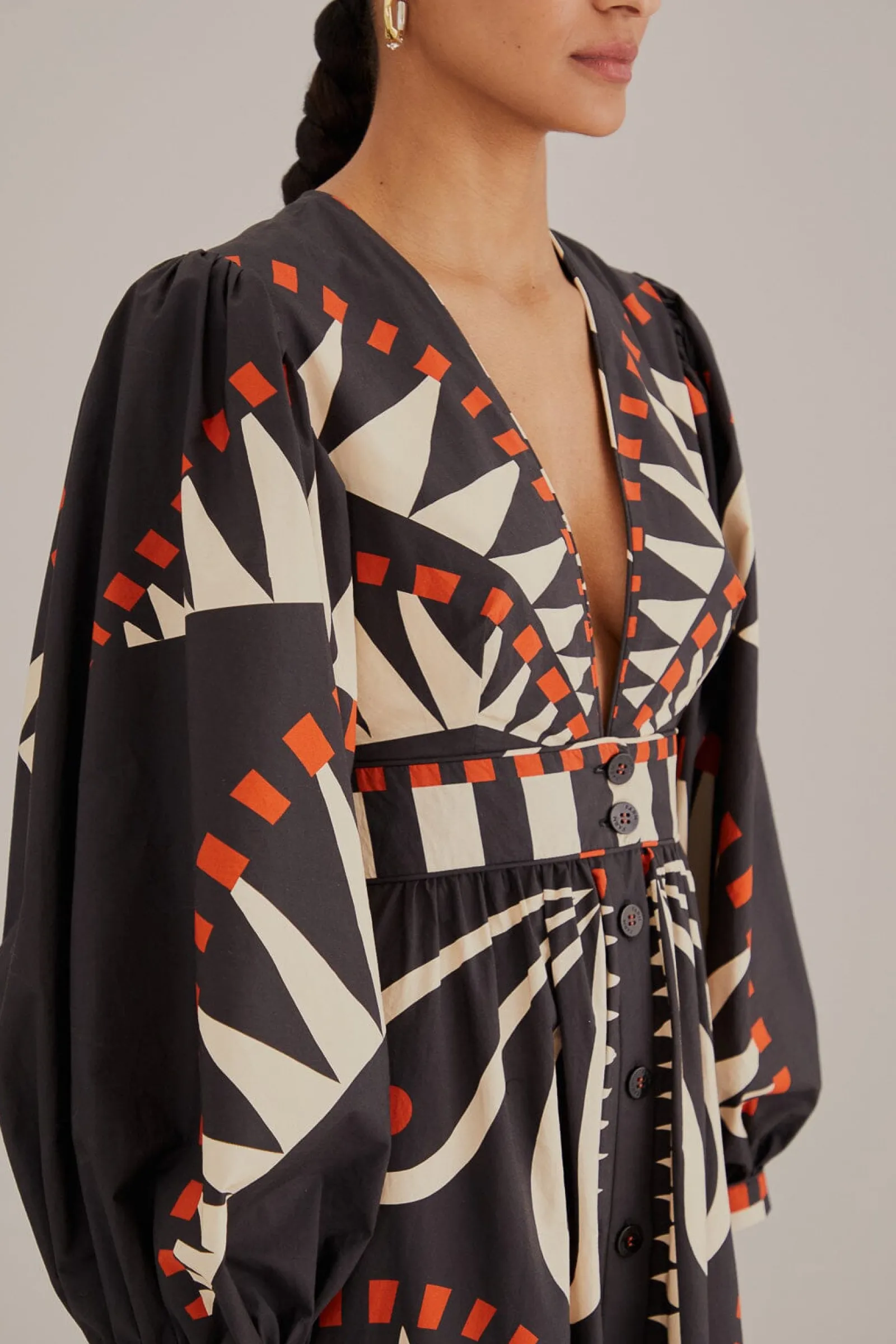 BLACK COCONUT GROVE PUFF SLEEVE MAXI DRESS