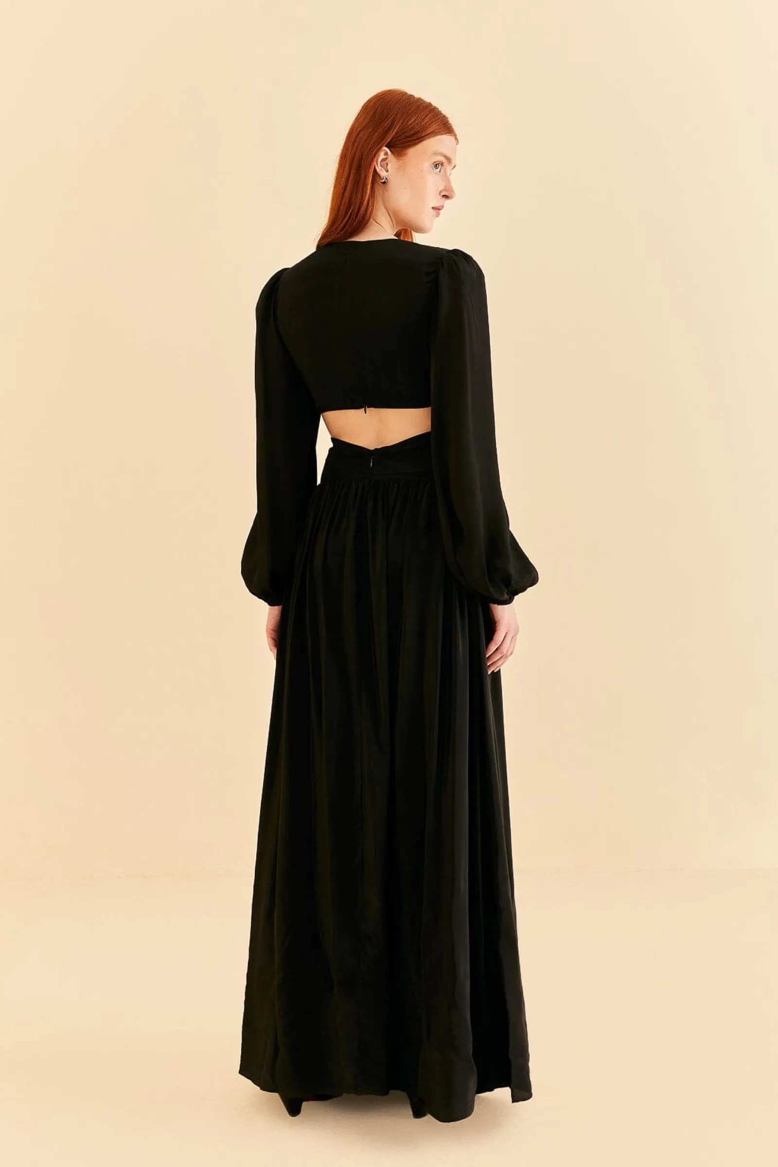 BLACK CUT OUT LONG SLEEVE MAXI DRESS