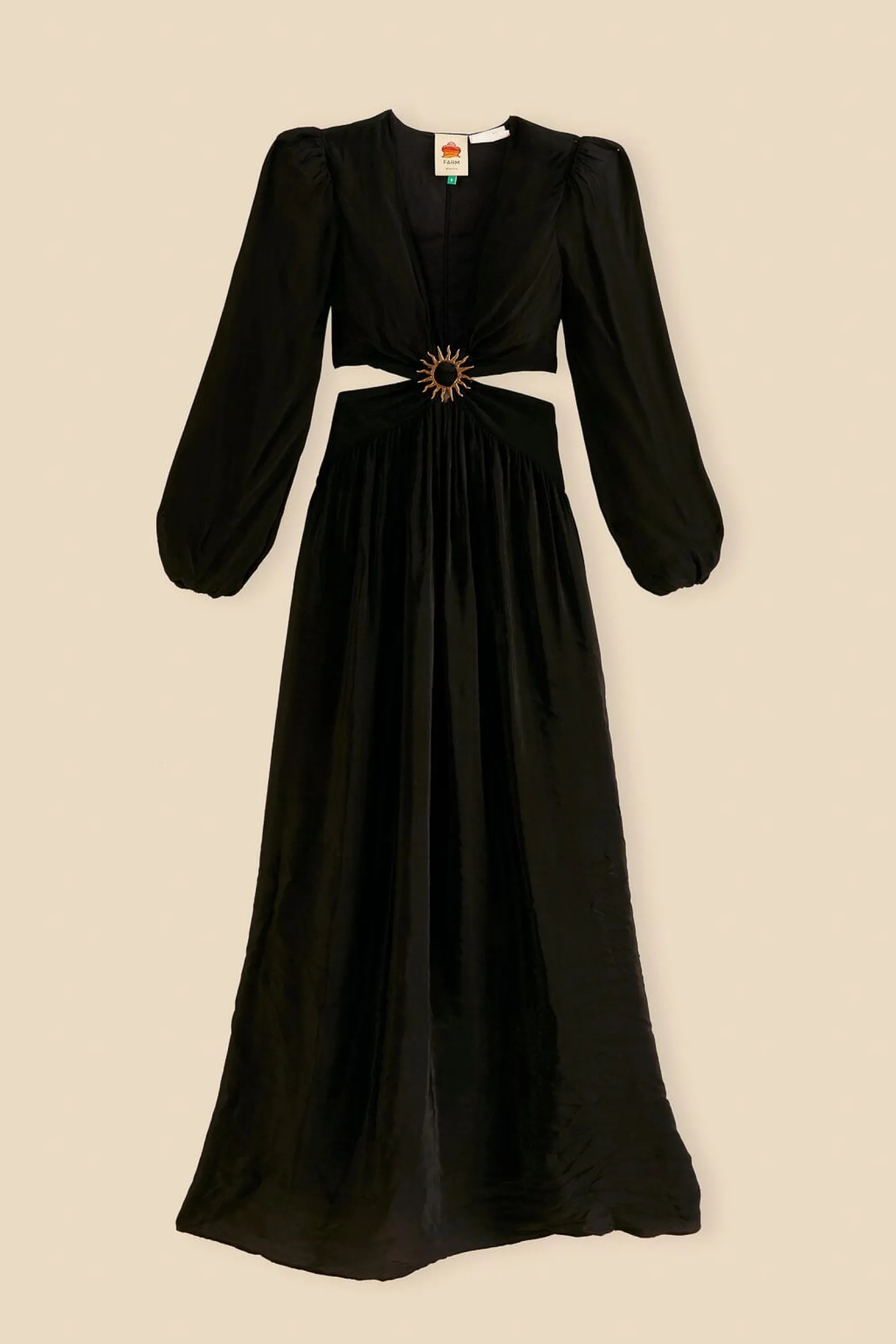 BLACK CUT OUT LONG SLEEVE MAXI DRESS