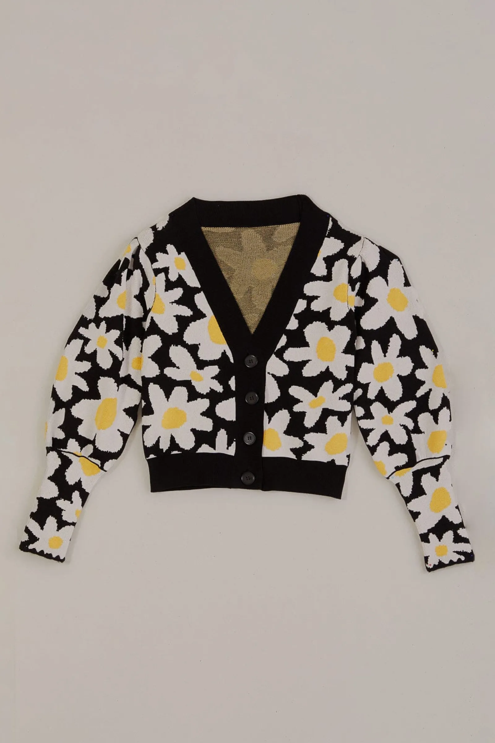BLACK FLOWERS KNIT CARDIGAN