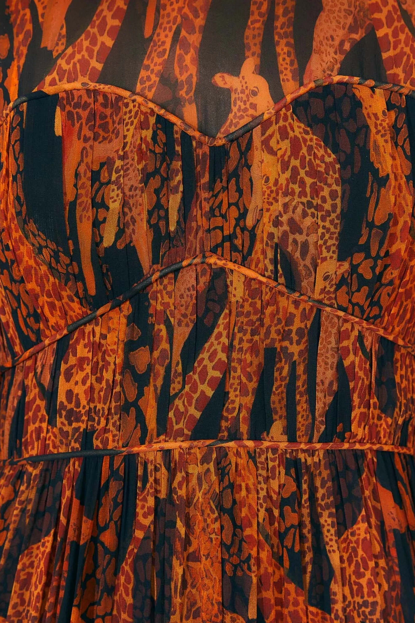 BLACK GIRAFFES PUFF SLEEVE MAXI DRESS