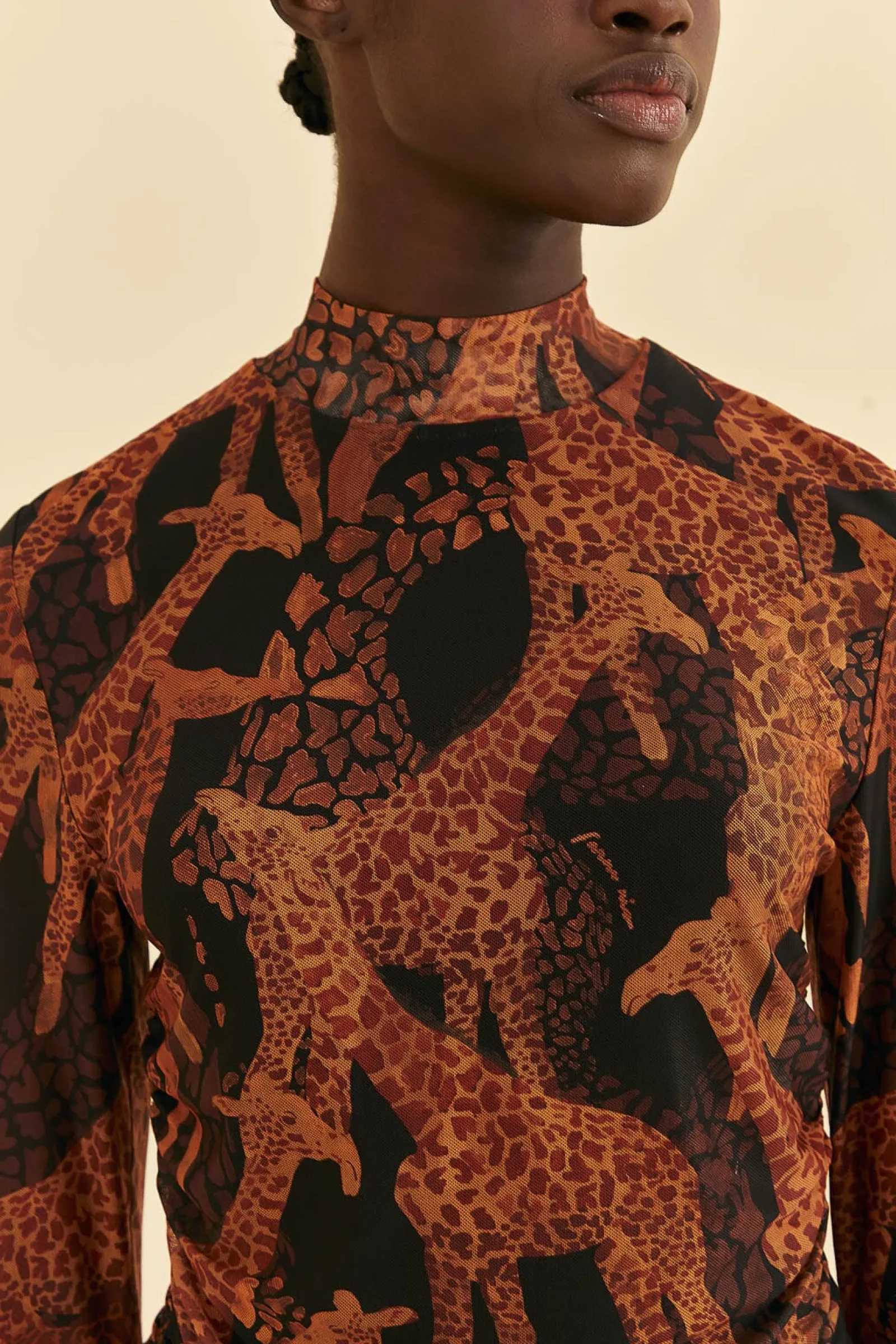 BLACK GIRAFFES TULLE BLOUSE