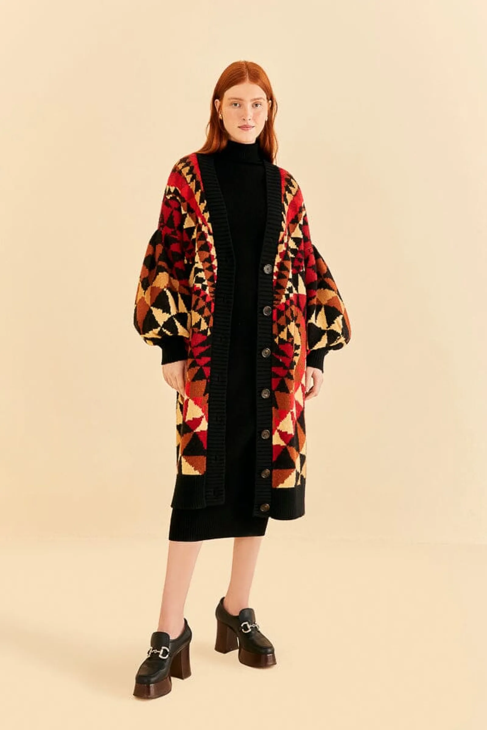  BLACK HEART DECO MAXI KNIT CARDIGAN