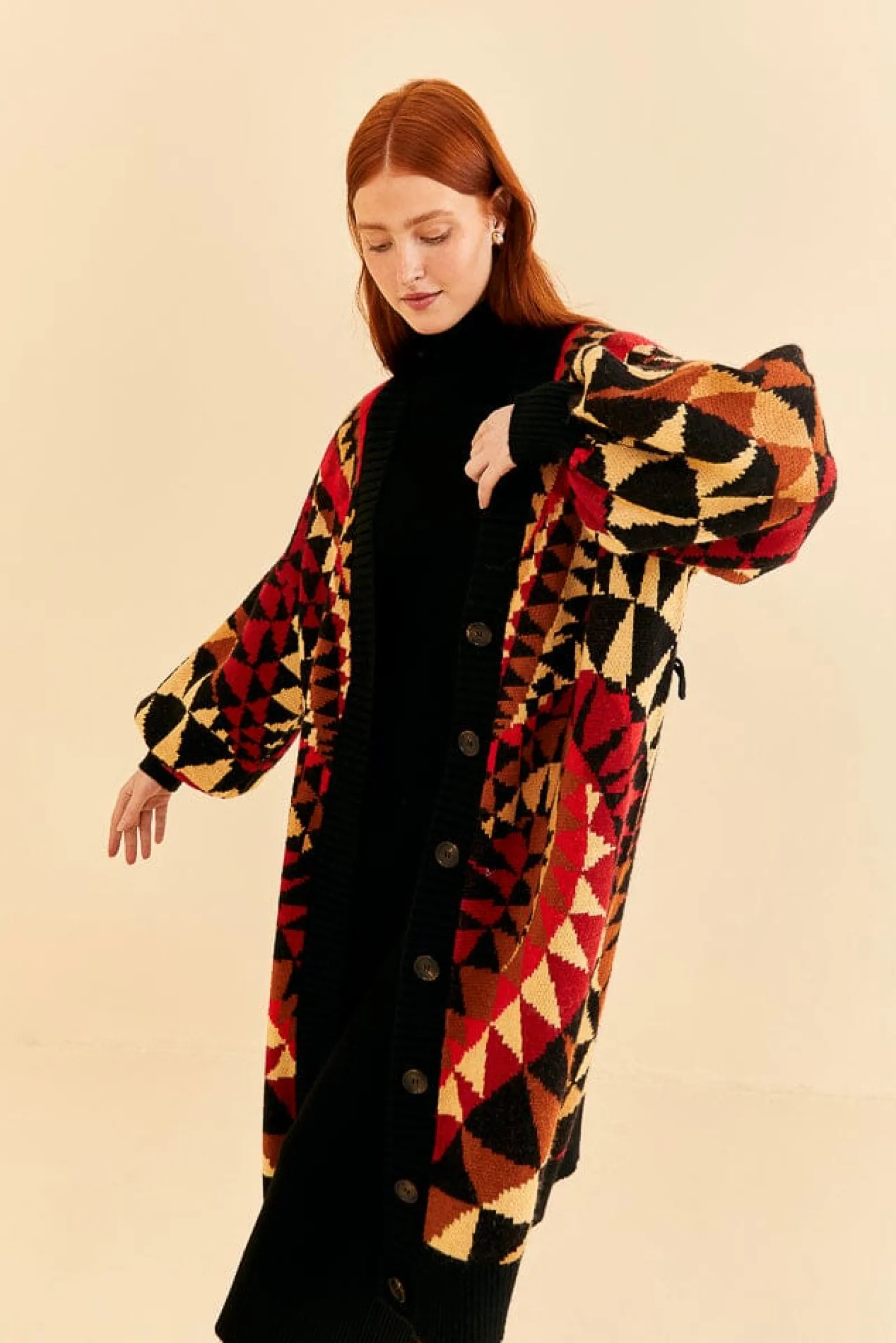 BLACK HEART DECO MAXI KNIT CARDIGAN