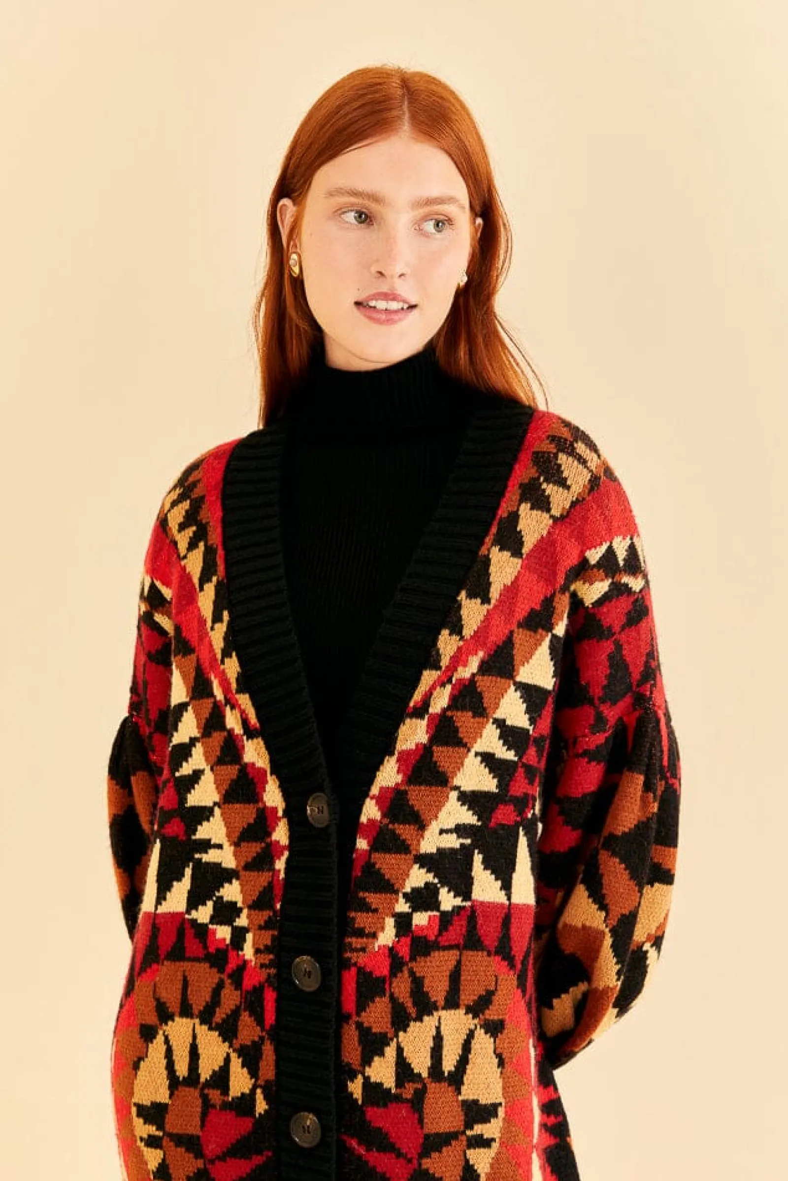 BLACK HEART DECO MAXI KNIT CARDIGAN