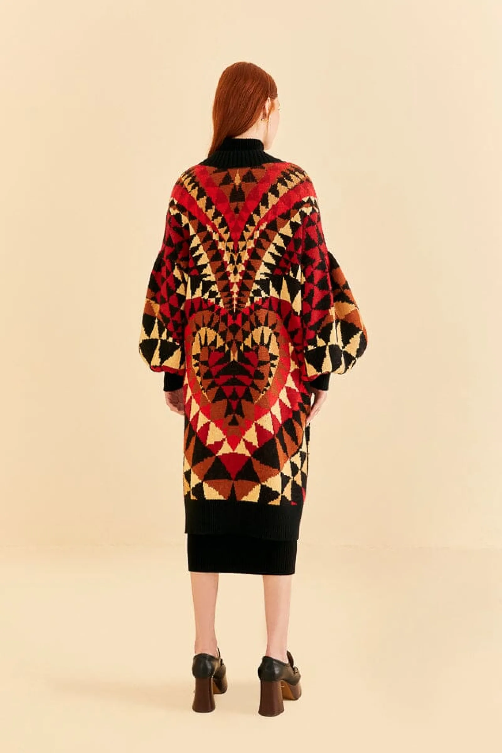 BLACK HEART DECO MAXI KNIT CARDIGAN