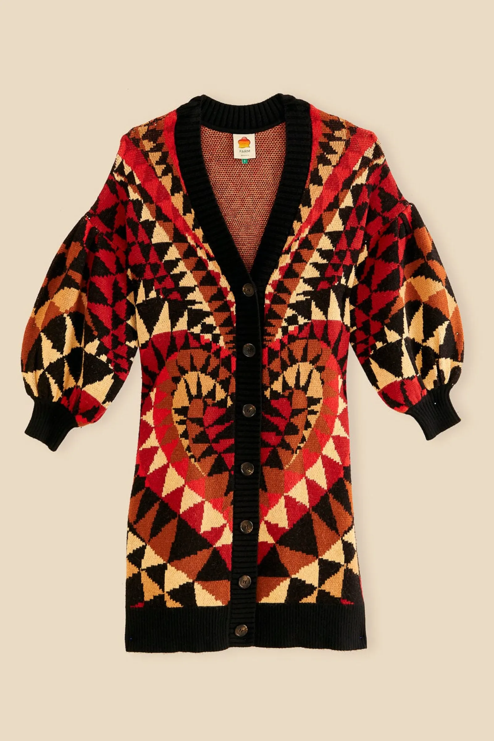 BLACK HEART DECO MAXI KNIT CARDIGAN