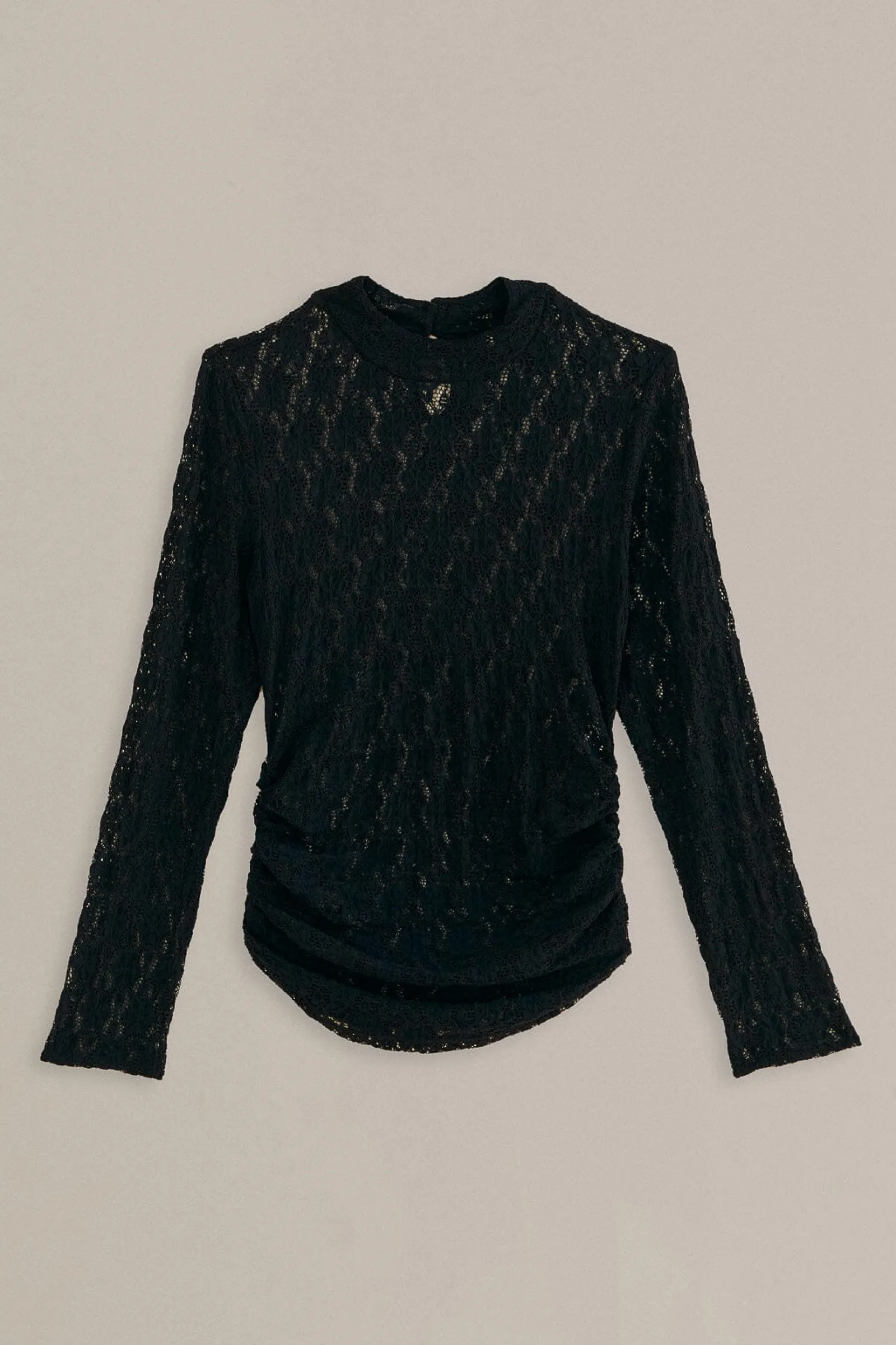 BLACK LACE LONG SLEEVE BLOUSE