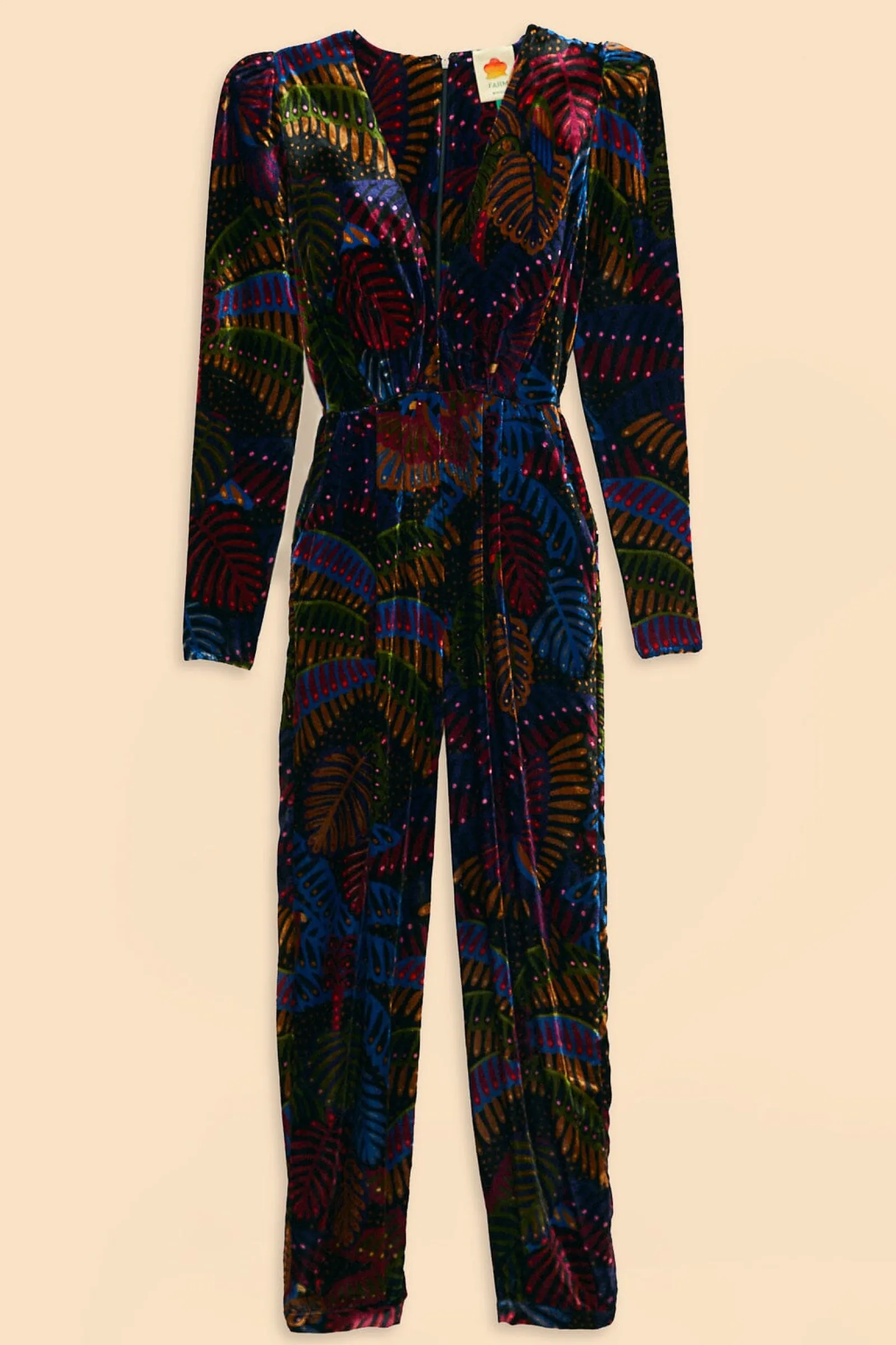 BLACK MIDNIGHT ISLAND V NECK VELVET JUMPSUIT