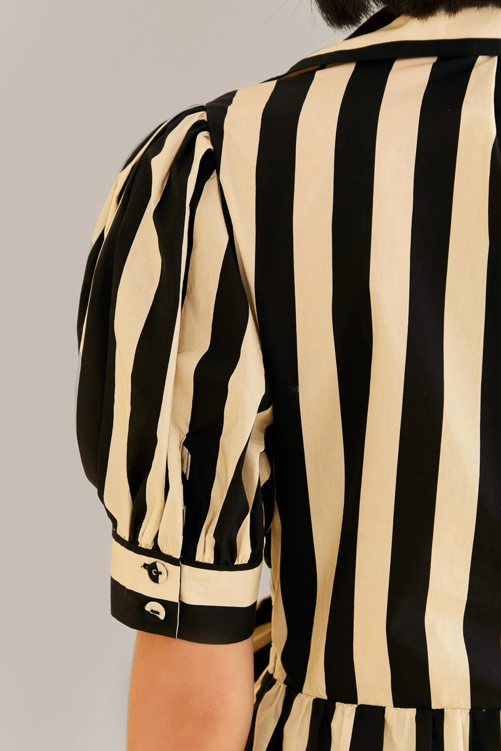 BLACK MIXED STRIPES SHORT SLEEVE MINI DRESS