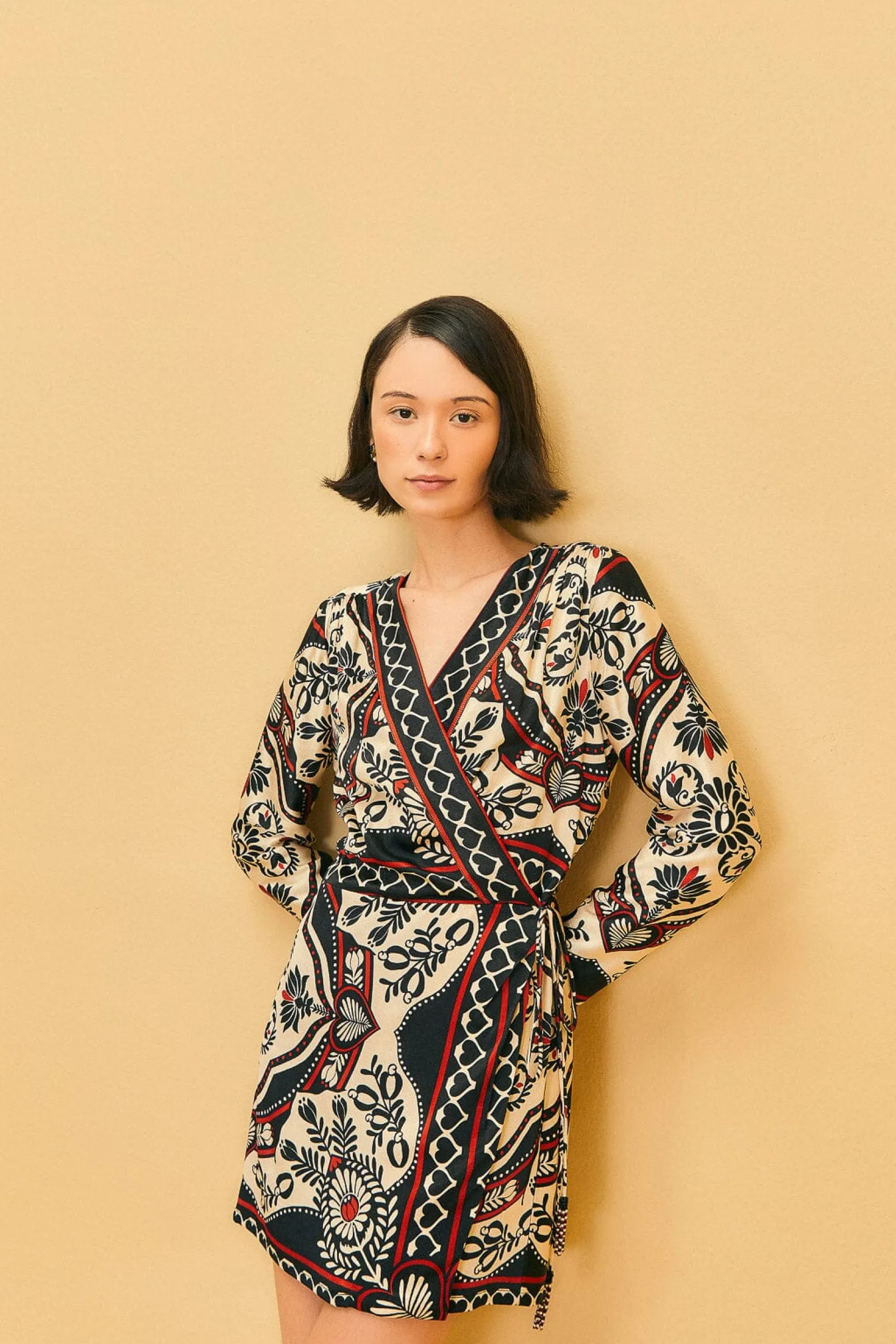  BLACK PASSION SCARF MINI WRAP DRESS