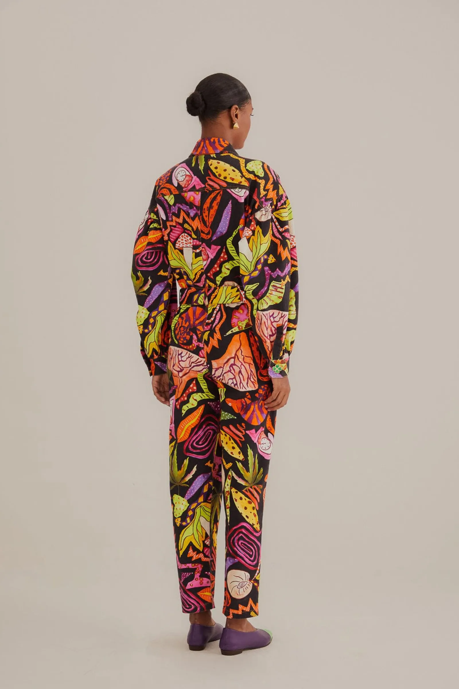 BLACK PSYCHEDELIC GARDEN JUMPSUIT