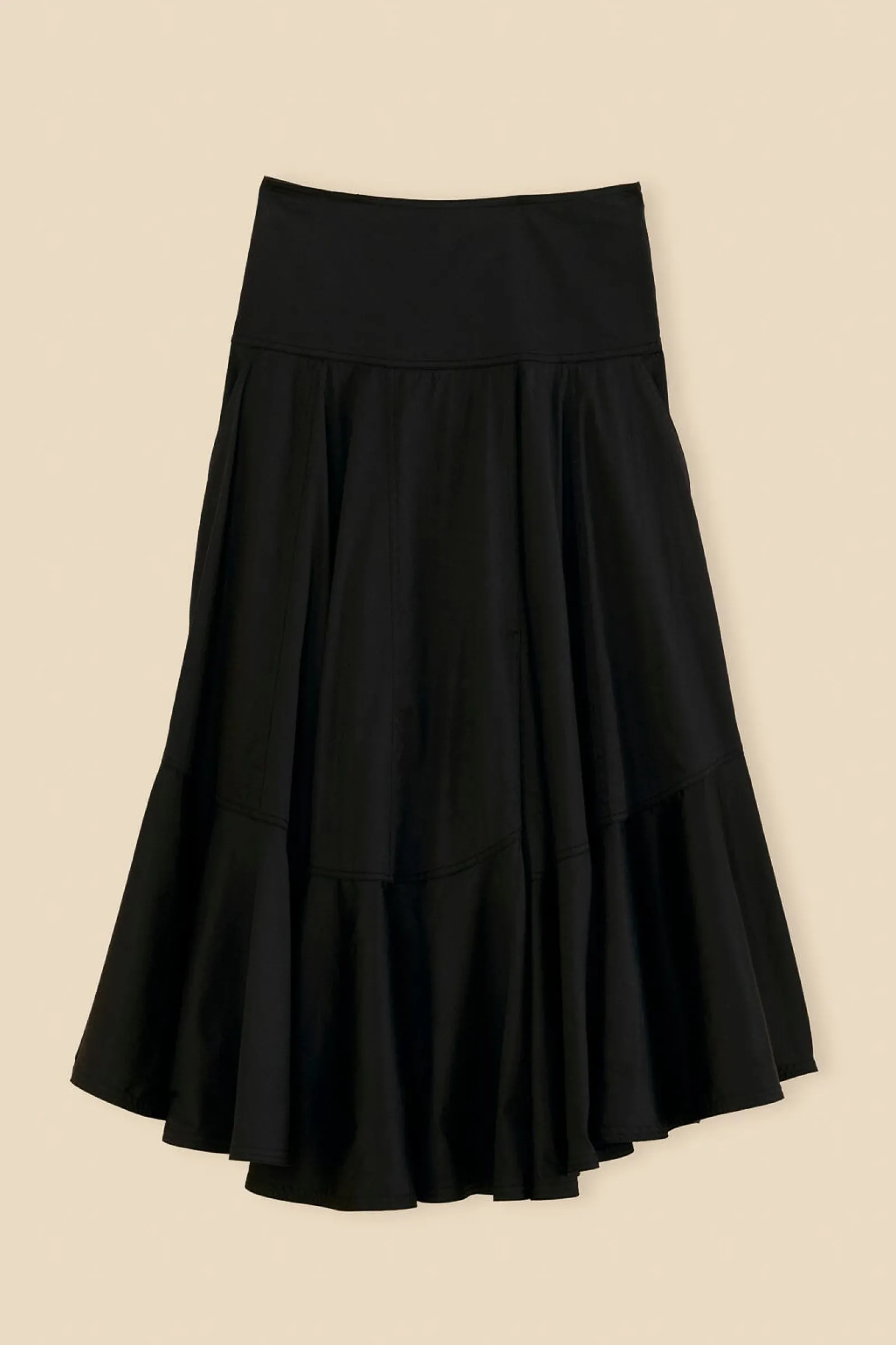 BLACK RUFFLE MAXI SKIRT