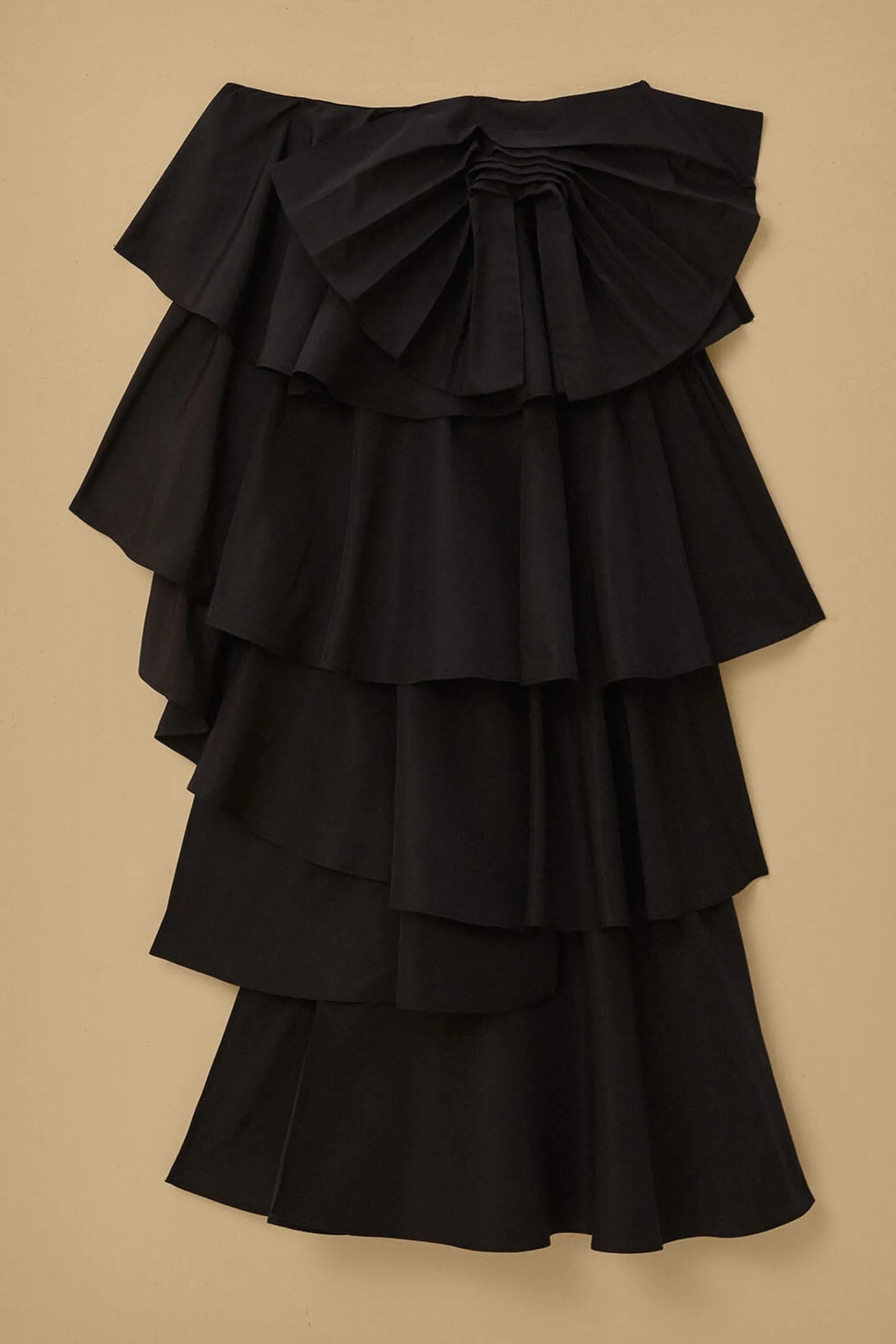 BLACK TIERED BOW DETAIL MAXI SKIRT