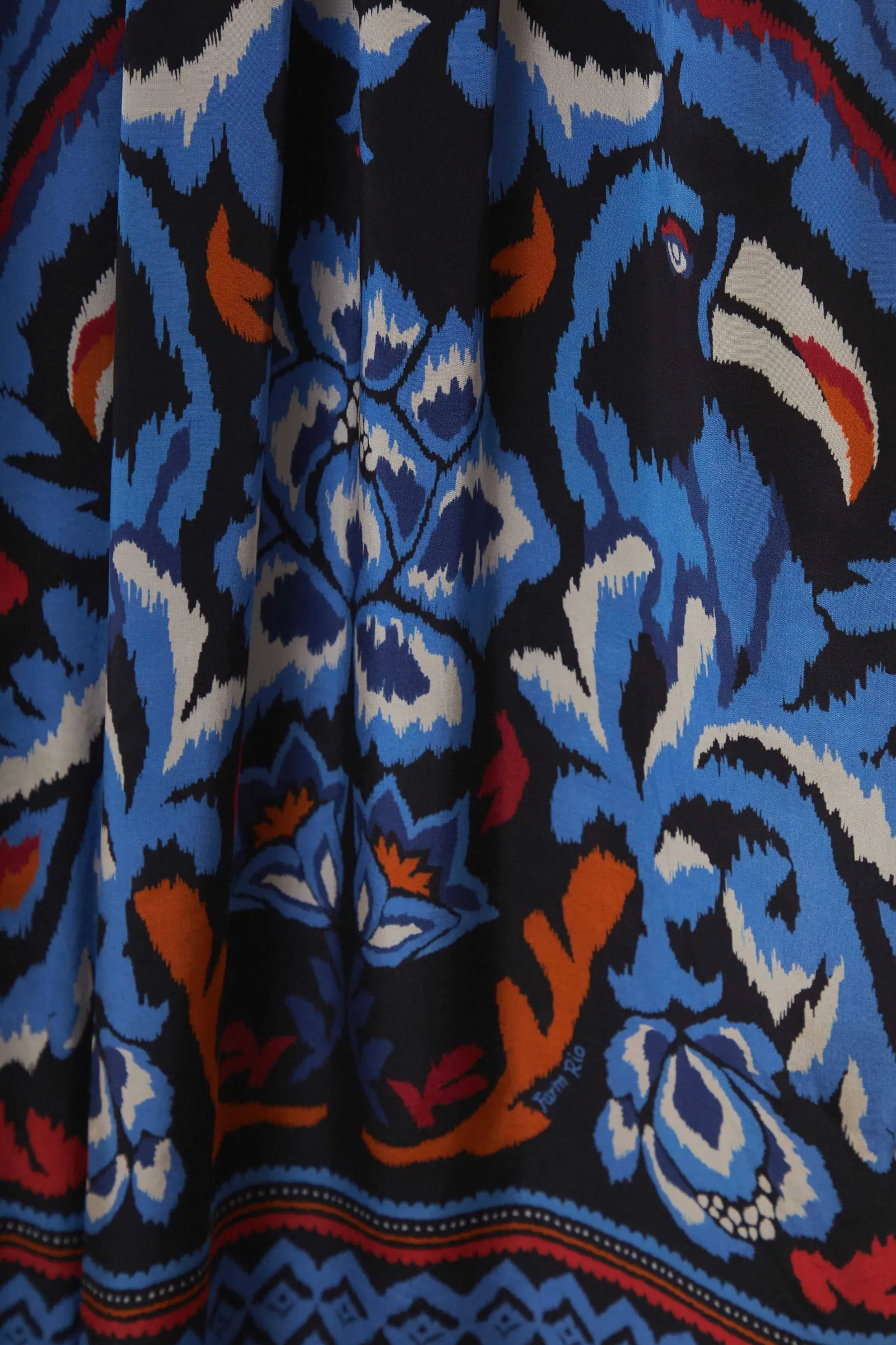 BLACK TOUCANS SCARF LONG SLEEVE MAXI DRESS