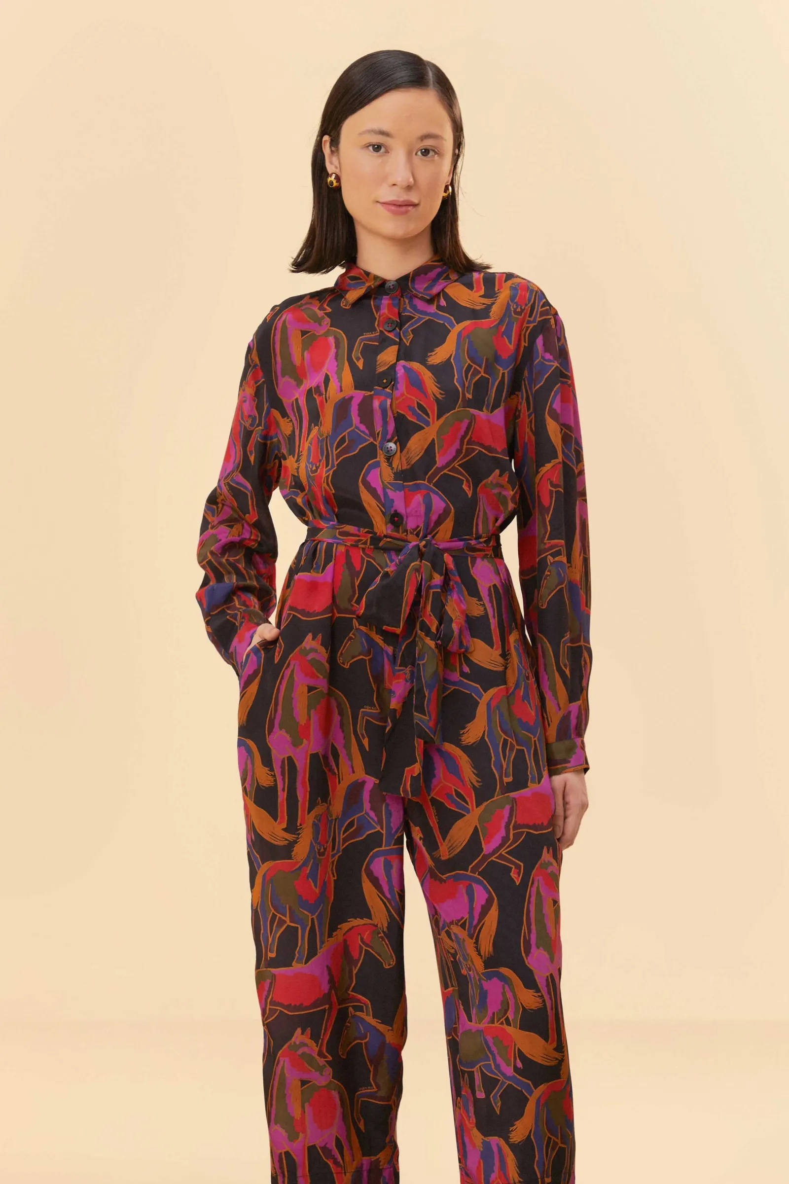 BLACK WILD HORSES JUMPSUIT