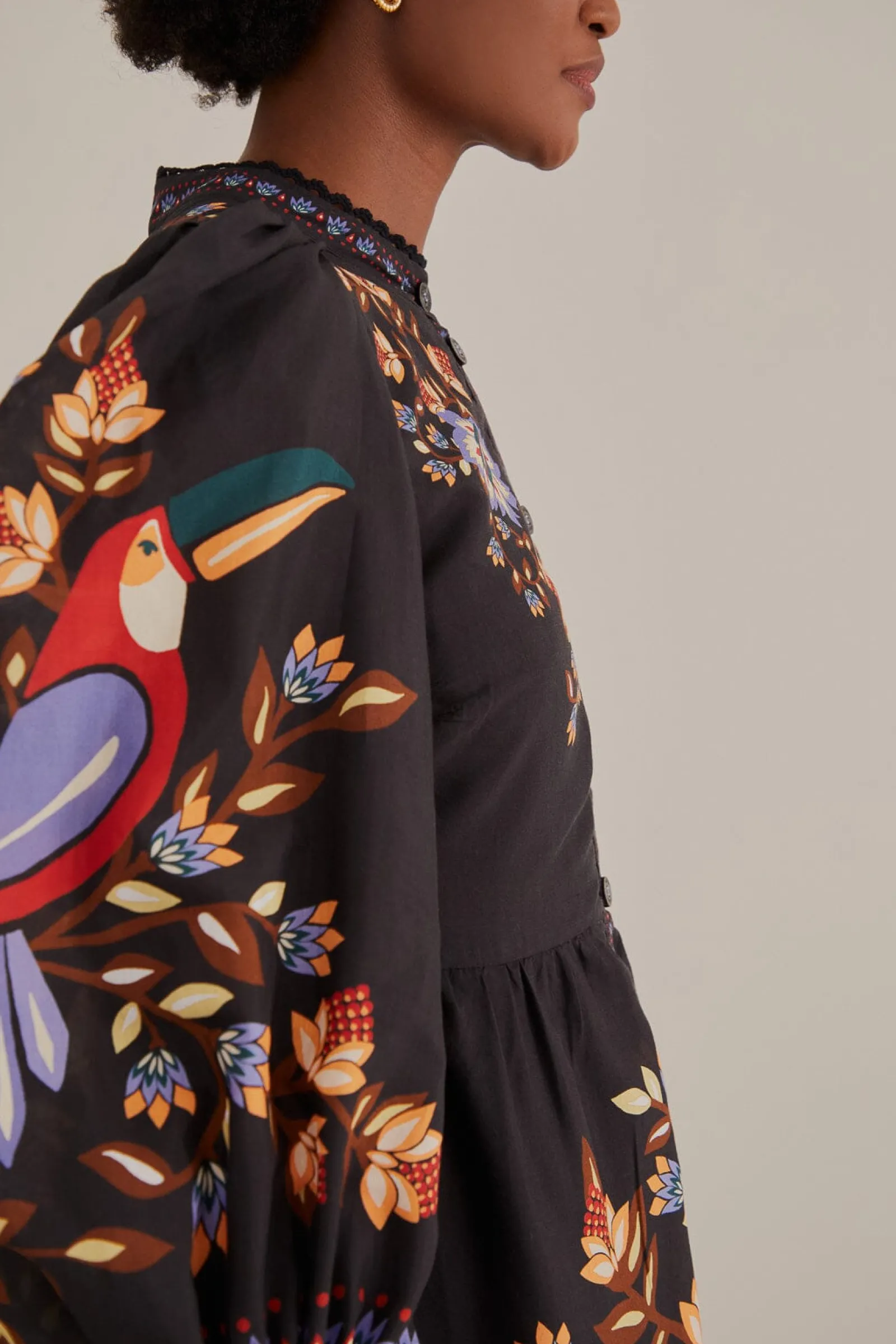 BLACK WINTER GARDEN LONG SLEEVE MAXI DRESS