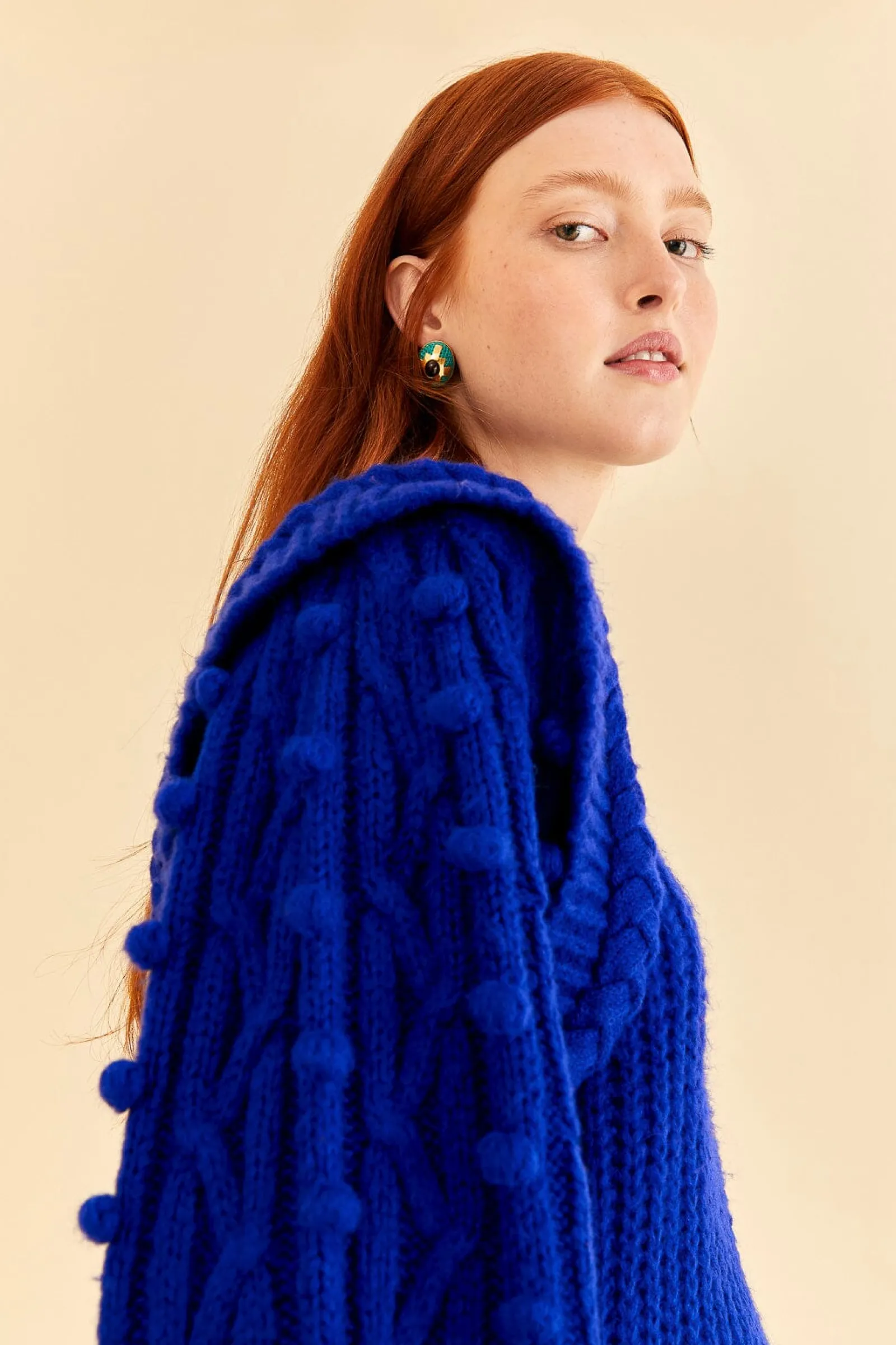 BLUE BRAIDED SWEATER