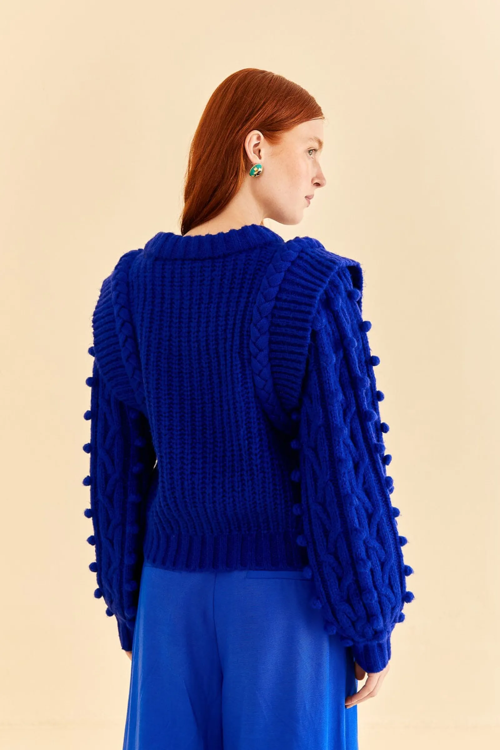 BLUE BRAIDED SWEATER