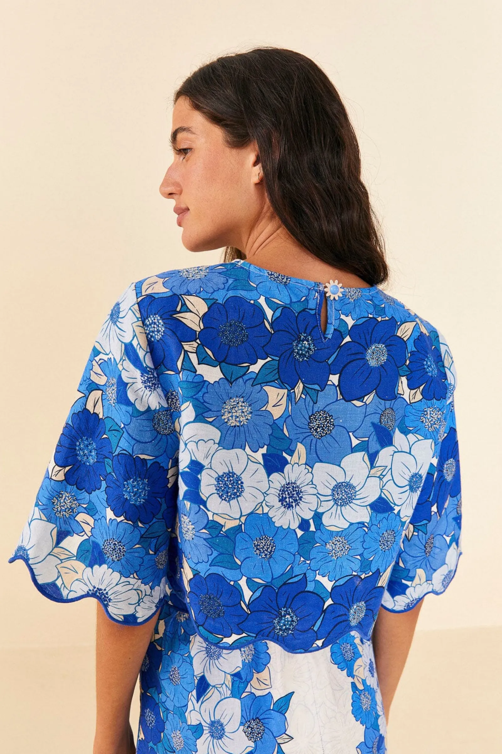 BLUE FLOWER STRIPES CROP TOP