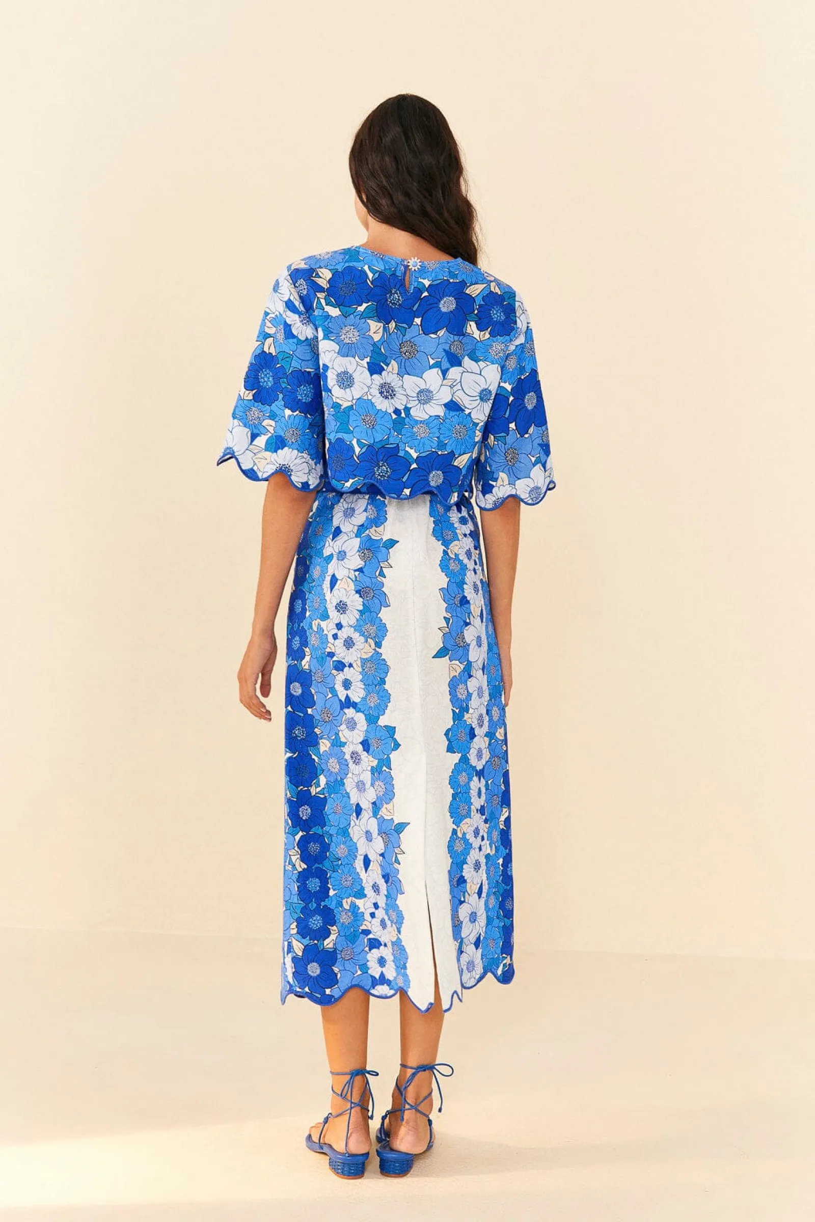 BLUE FLOWER STRIPES CROP TOP