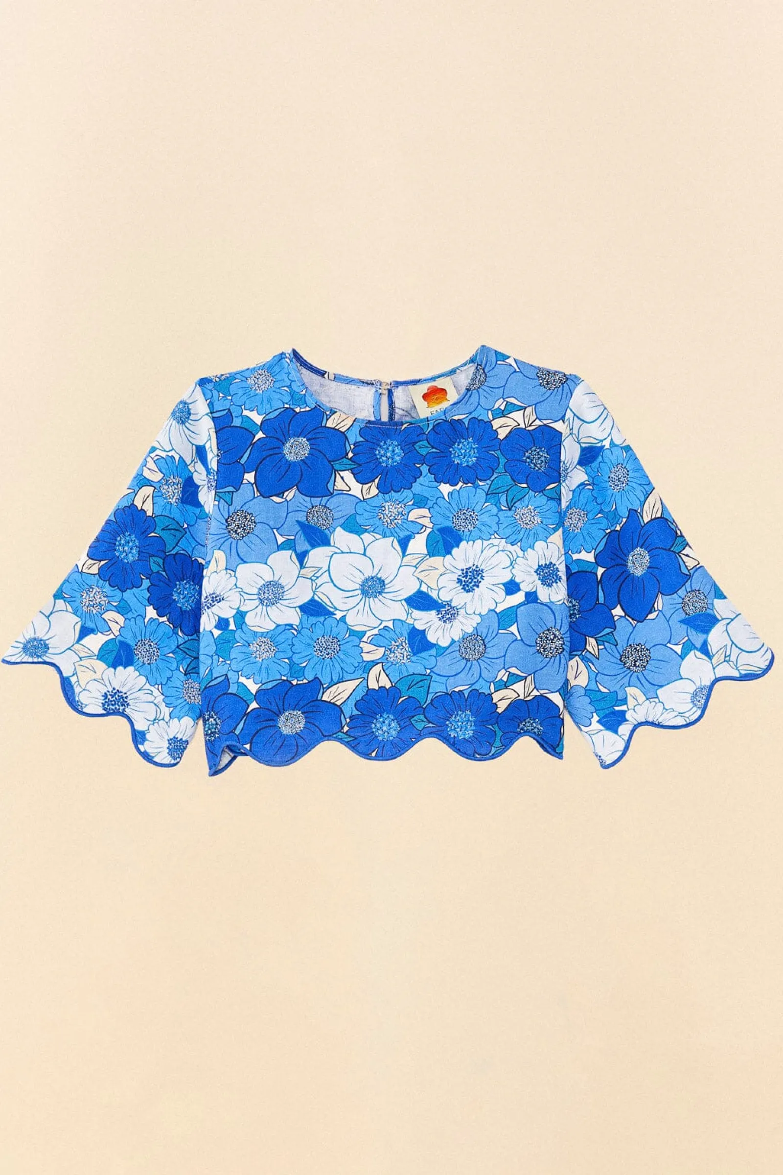 BLUE FLOWER STRIPES CROP TOP