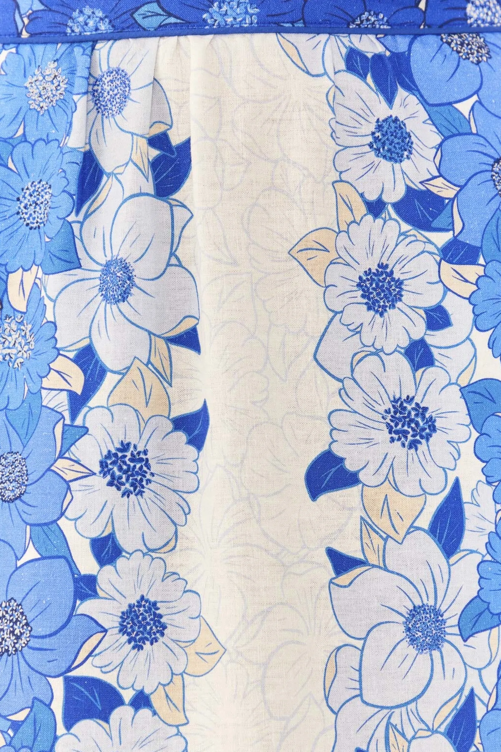 BLUE FLOWER STRIPES MIDI SKIRT