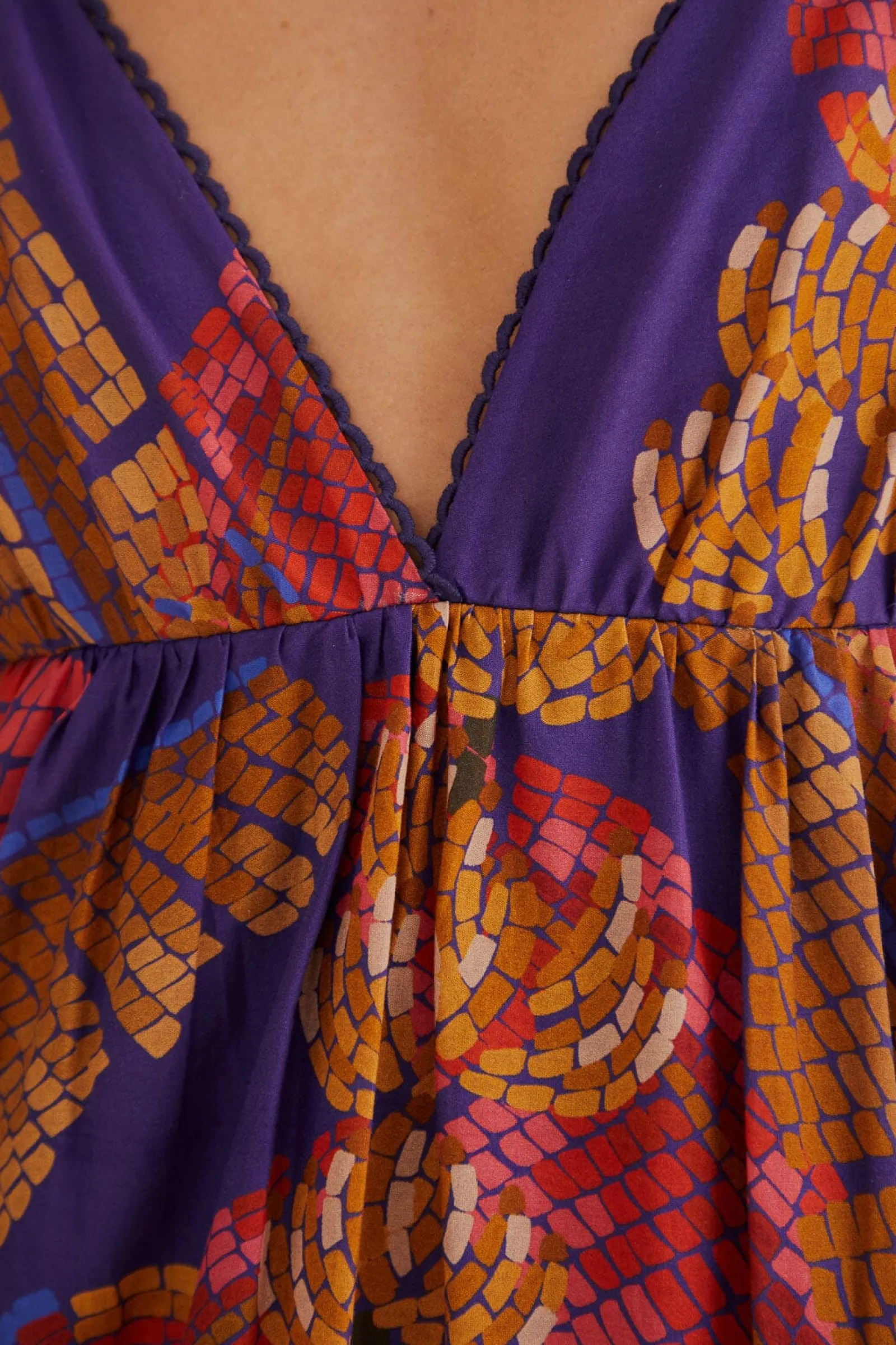 BLUE FOREST MOSAIC SLEEVELESS MAXI DRESS