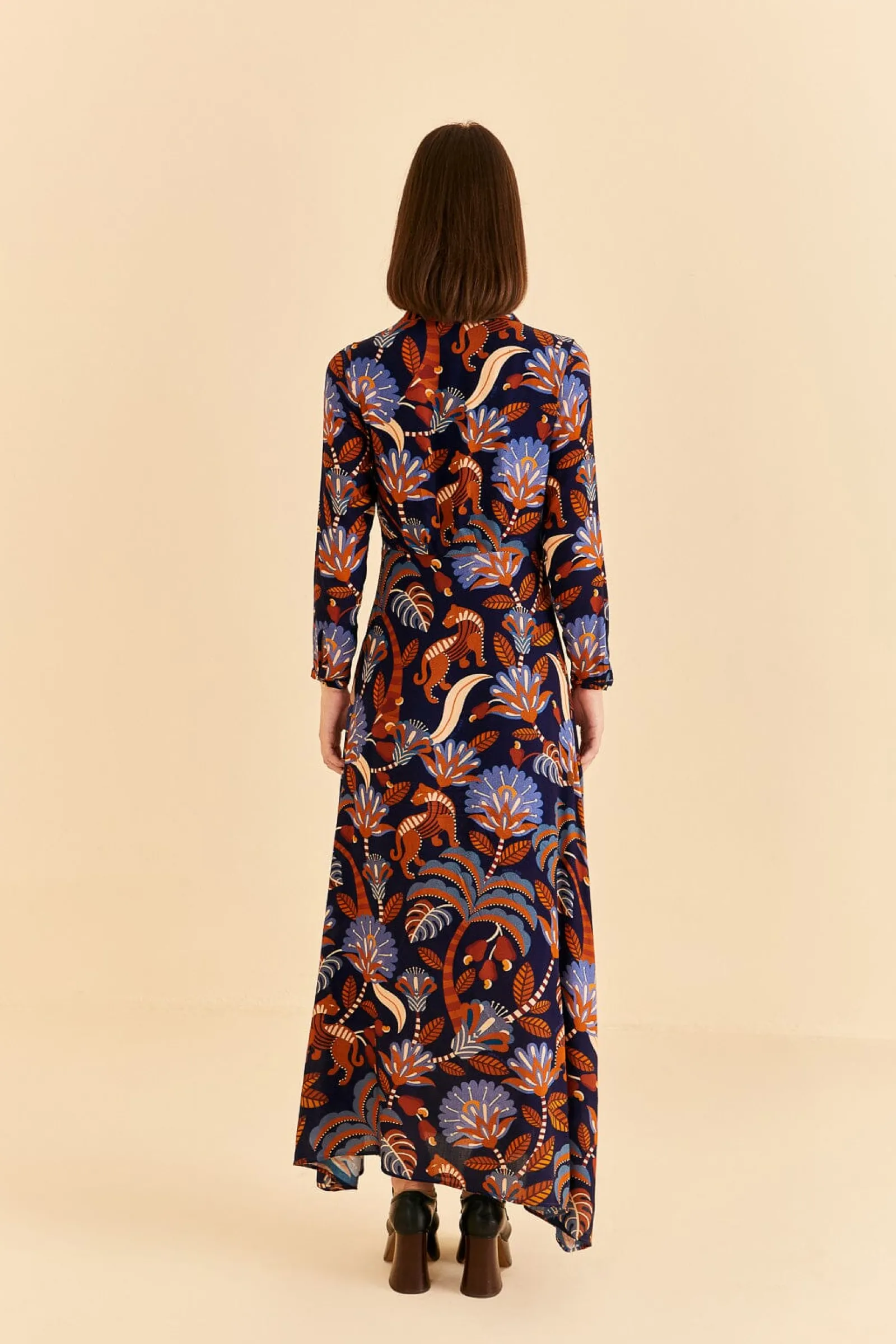 BLUE NATURE BEAUTY LONG SLEEVE MAXI DRESS