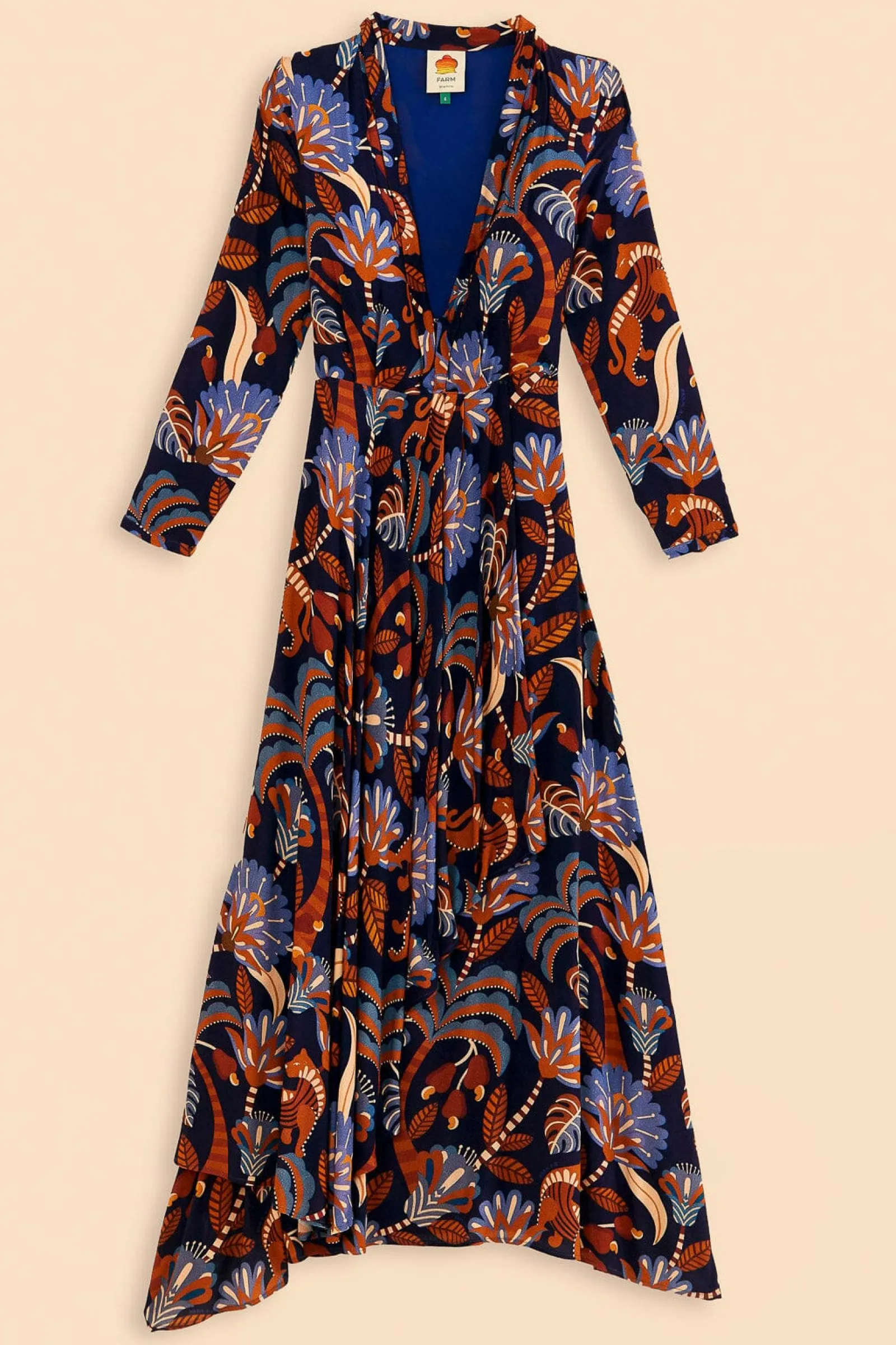 BLUE NATURE BEAUTY LONG SLEEVE MAXI DRESS