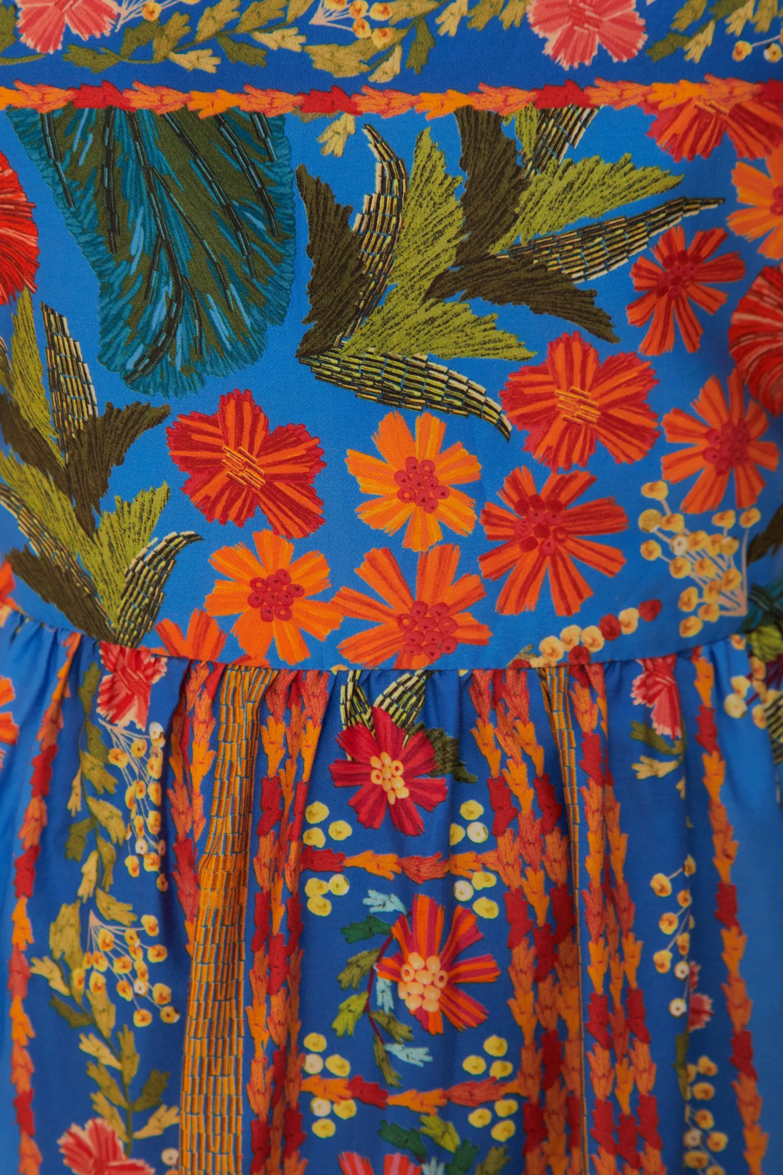 BLUE STITCHED GARDEN MAXI DRESS