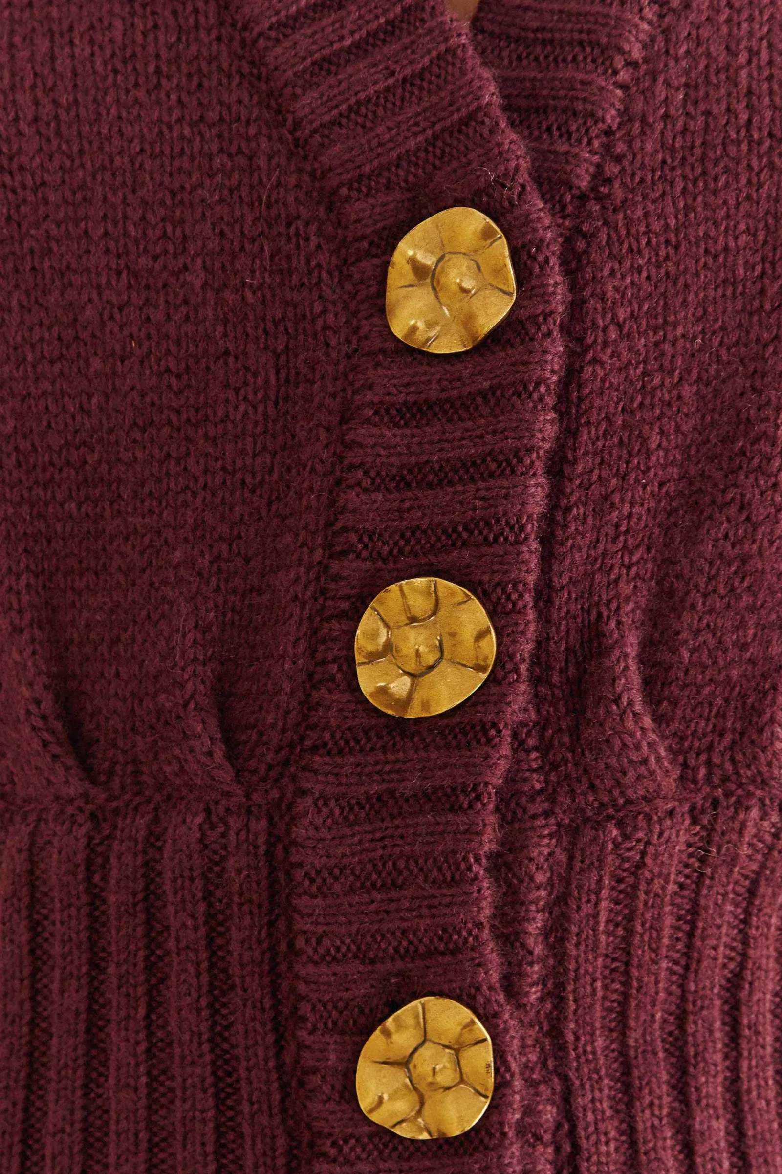 BURGUNDY BUBBLE KNIT CARDIGAN