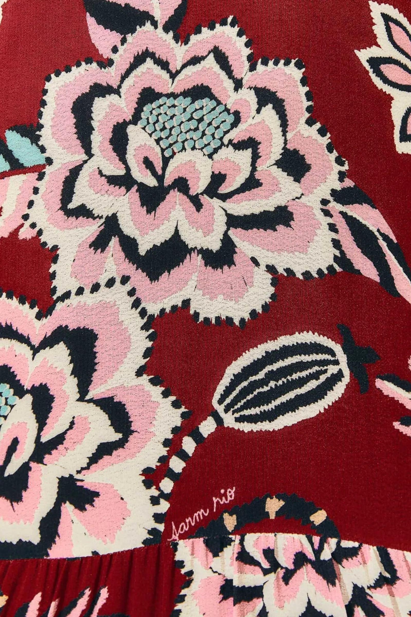 BURGUNDY PINEAPPLE INSPIRATION V NECK MAXI DRESS