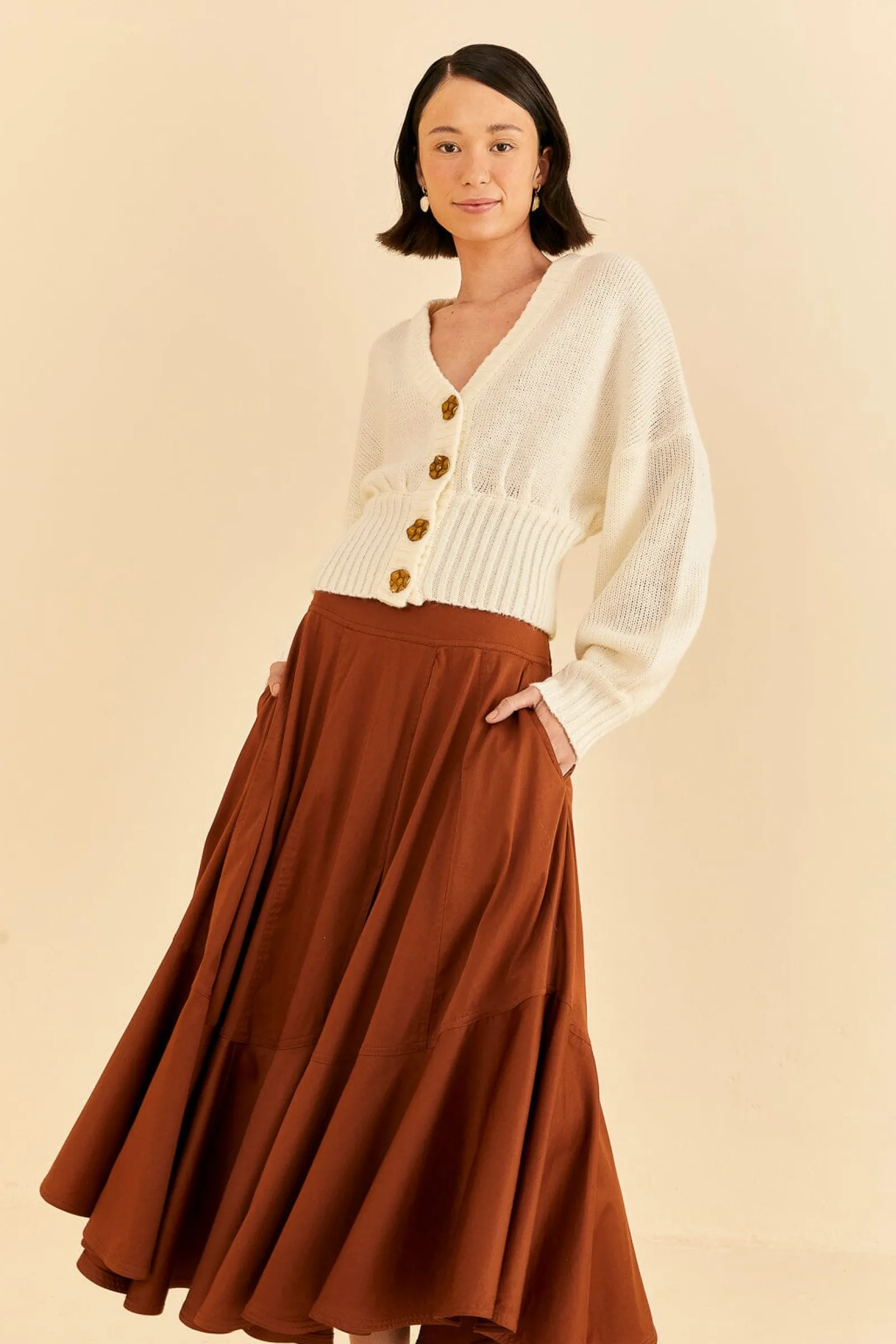  CARAMEL RUFFLE MAXI SKIRT