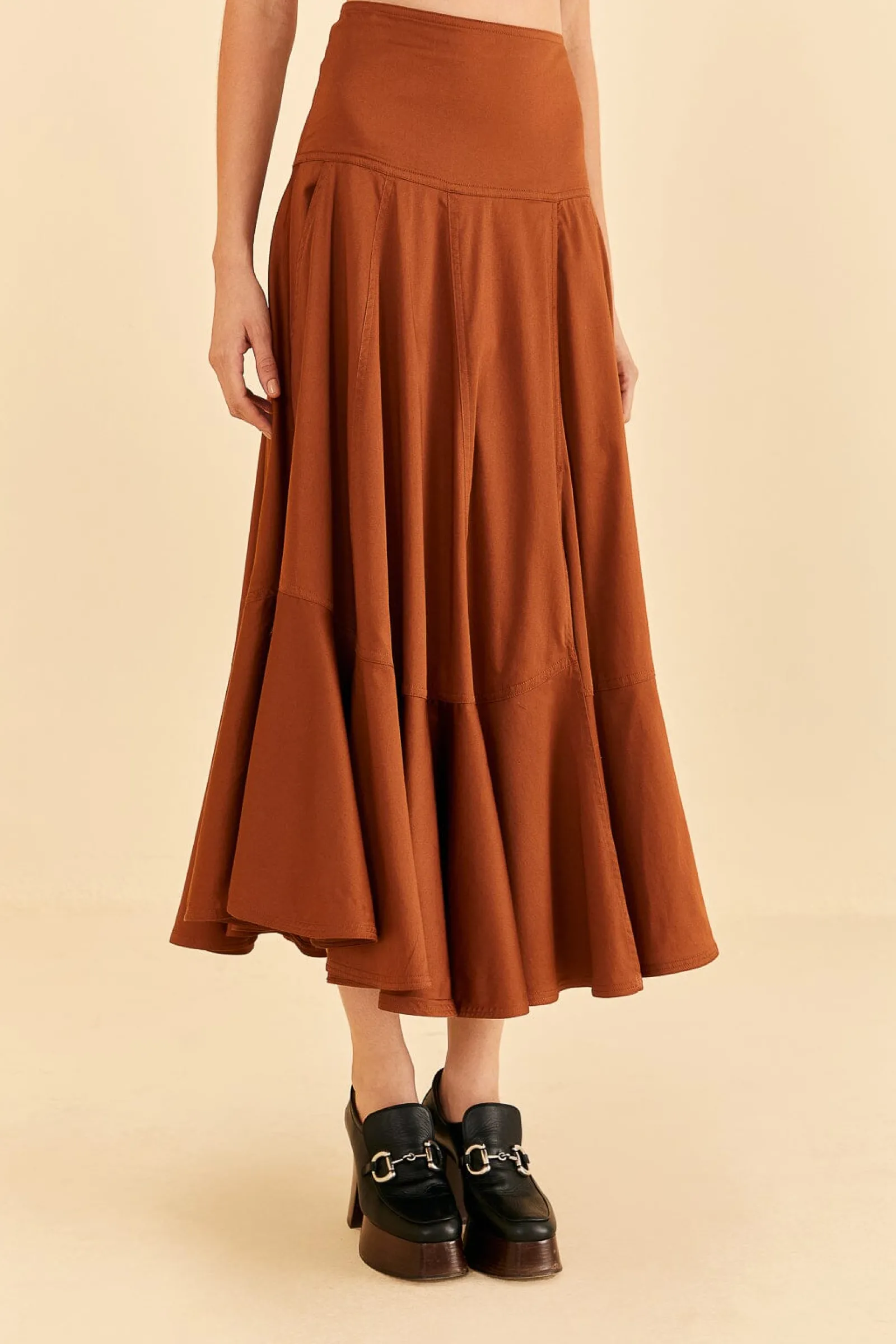 CARAMEL RUFFLE MAXI SKIRT