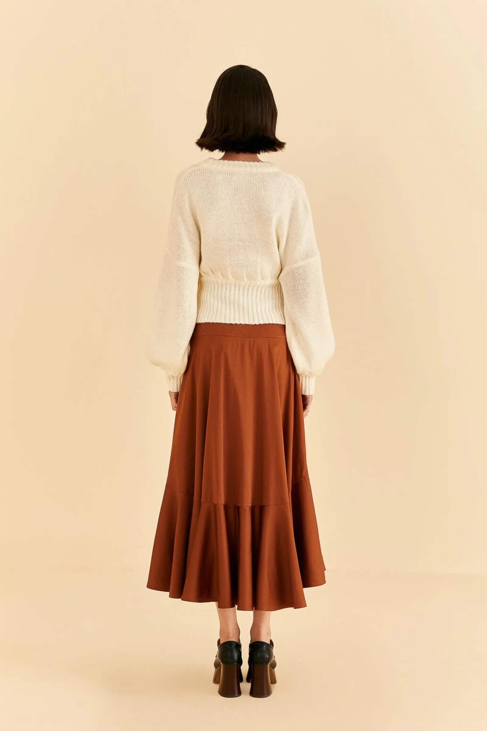 CARAMEL RUFFLE MAXI SKIRT